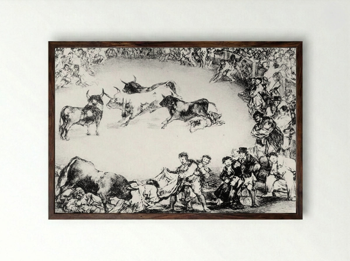 Spanish Entertainment - Francisco Goya - Framed Print Dark Wood