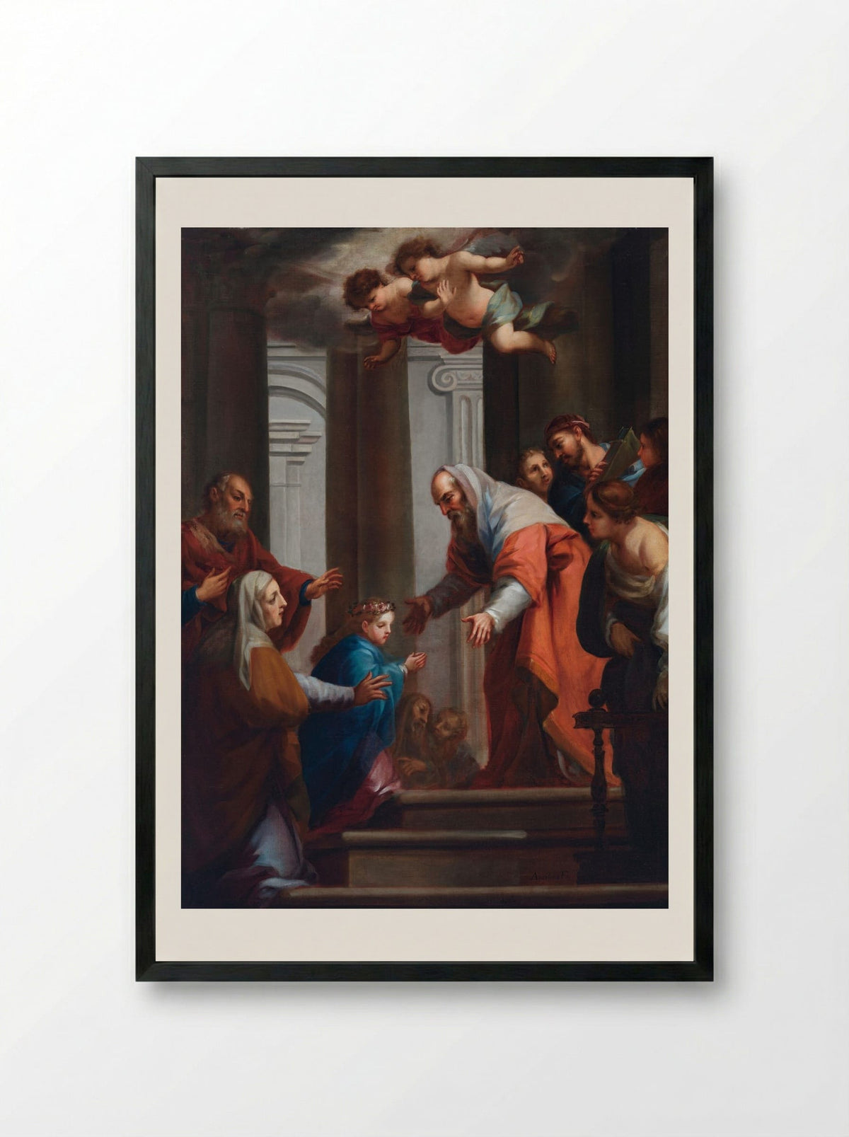 The Presentation of the Virgin in the Temple - Juan Francisco de Aguilera - Framed Print Black