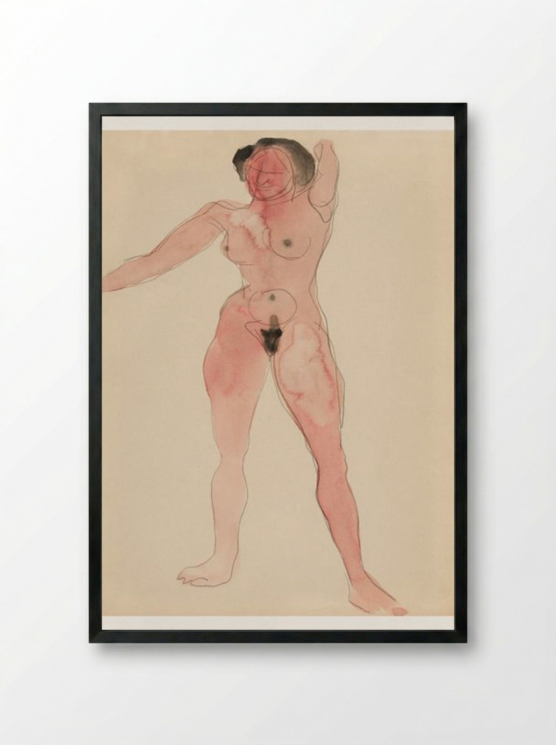 Female Nude (Standing Figure) - Charles Demuth - Framed Print Black