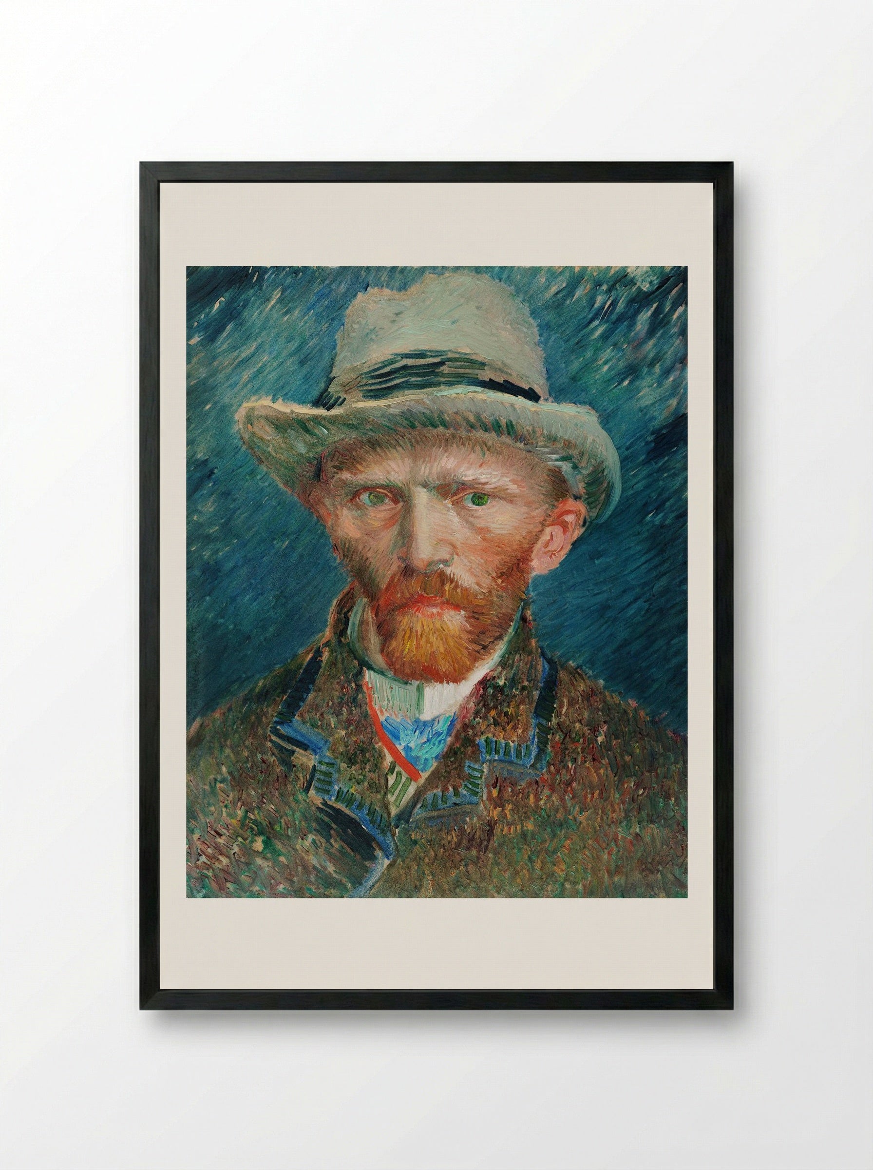 Self-Portrait with Grey Felt Hat - Vincent van Gogh - Framed Print Black