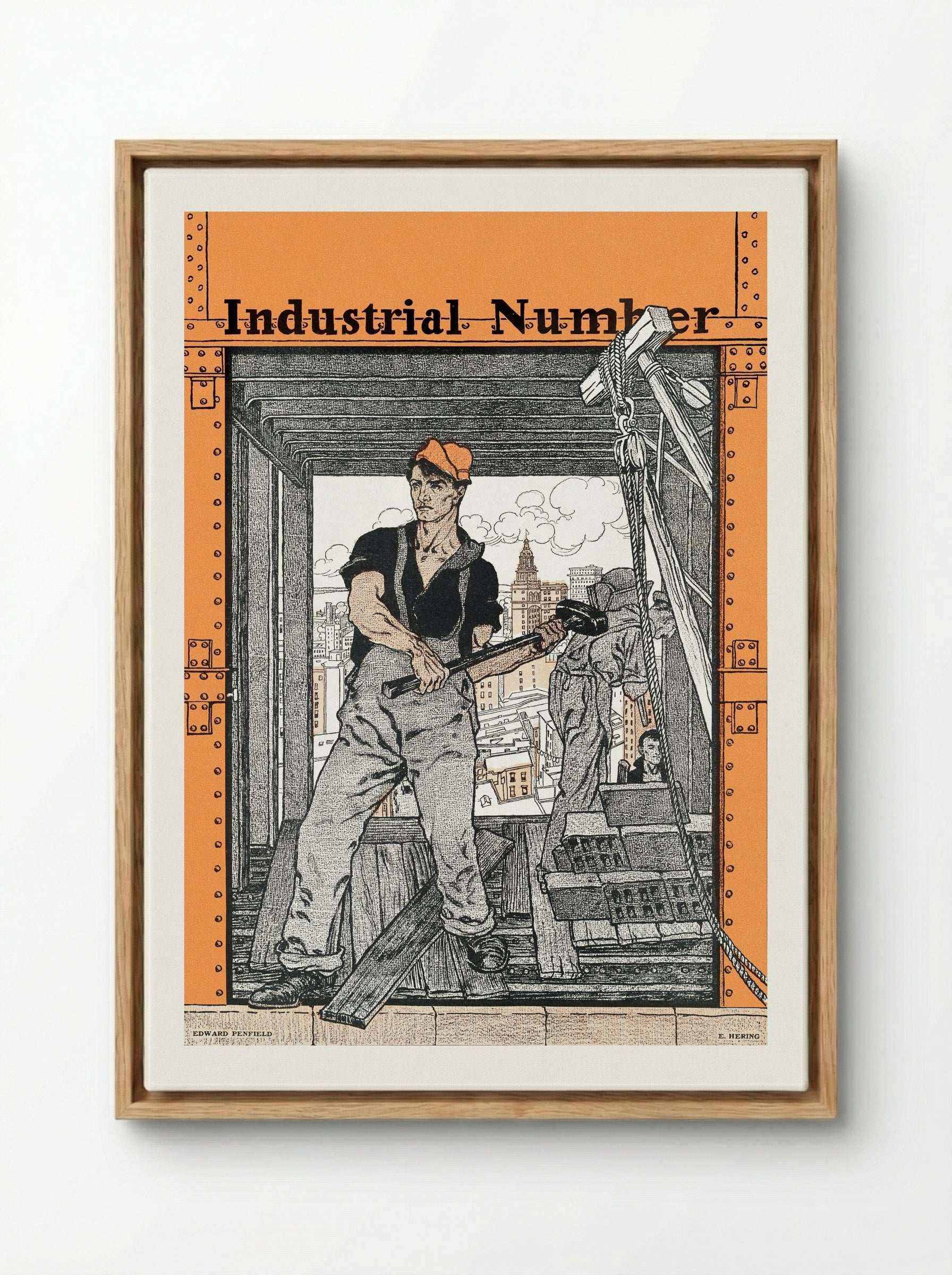 Industrial Number - Edward Penfield - Framed Canvas Wood