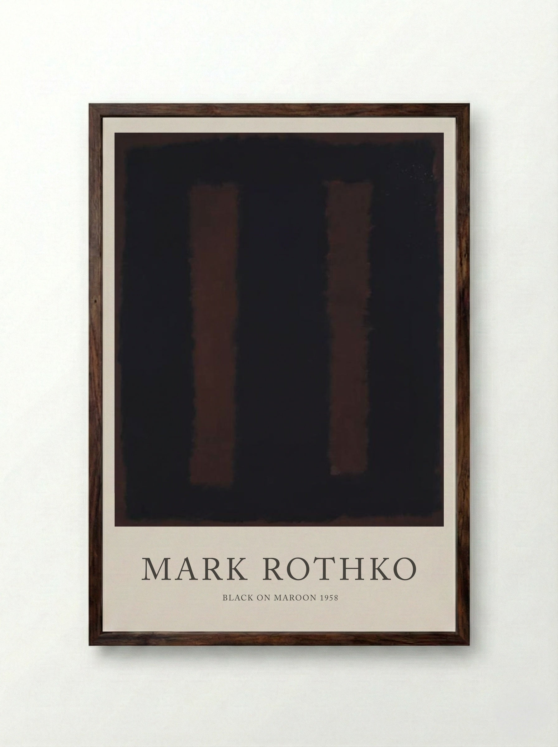 Black on Maroon - Mark Rothko - Framed Print Dark Wood