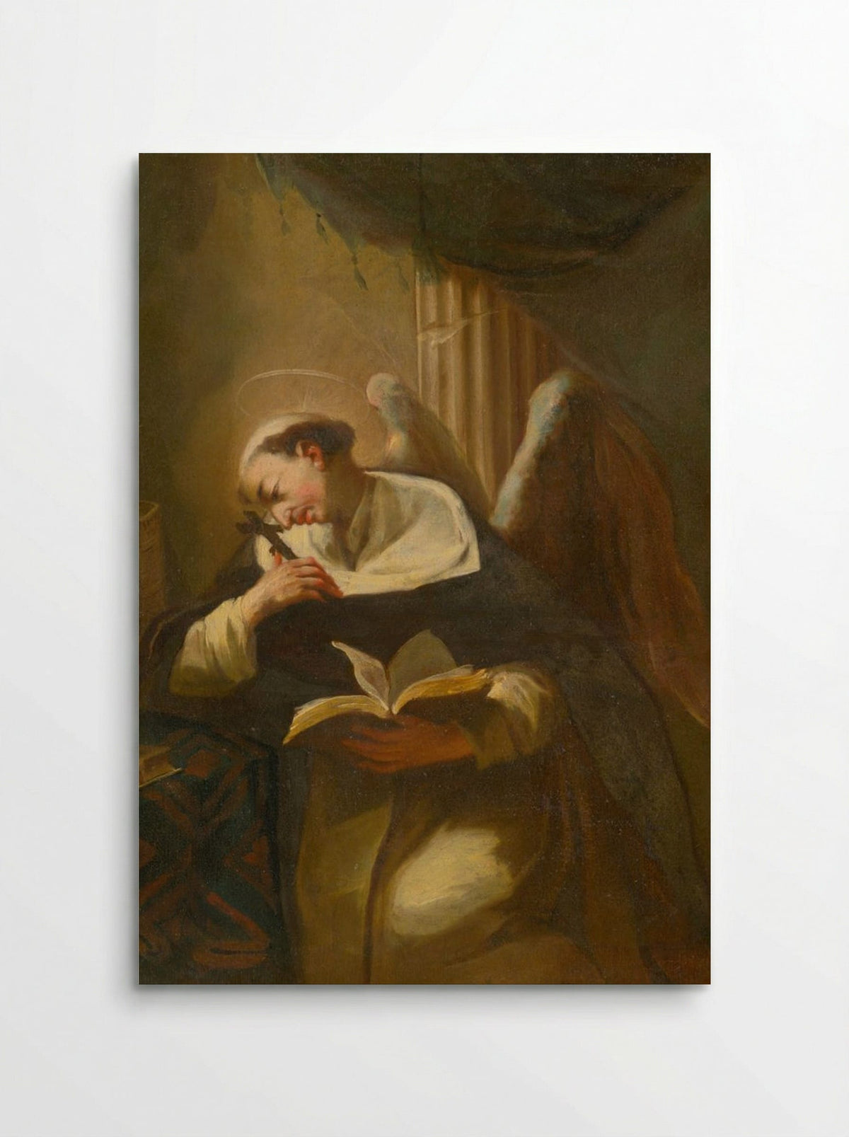 Kneeling Saint with Cross and Book - Fine Art Print - Poster