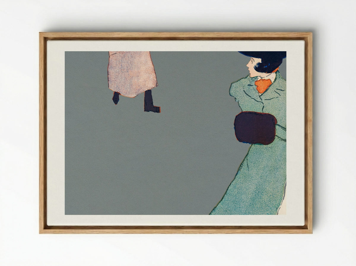 Man and Woman on Street - Edward Penfield - Framed Canvas Wood