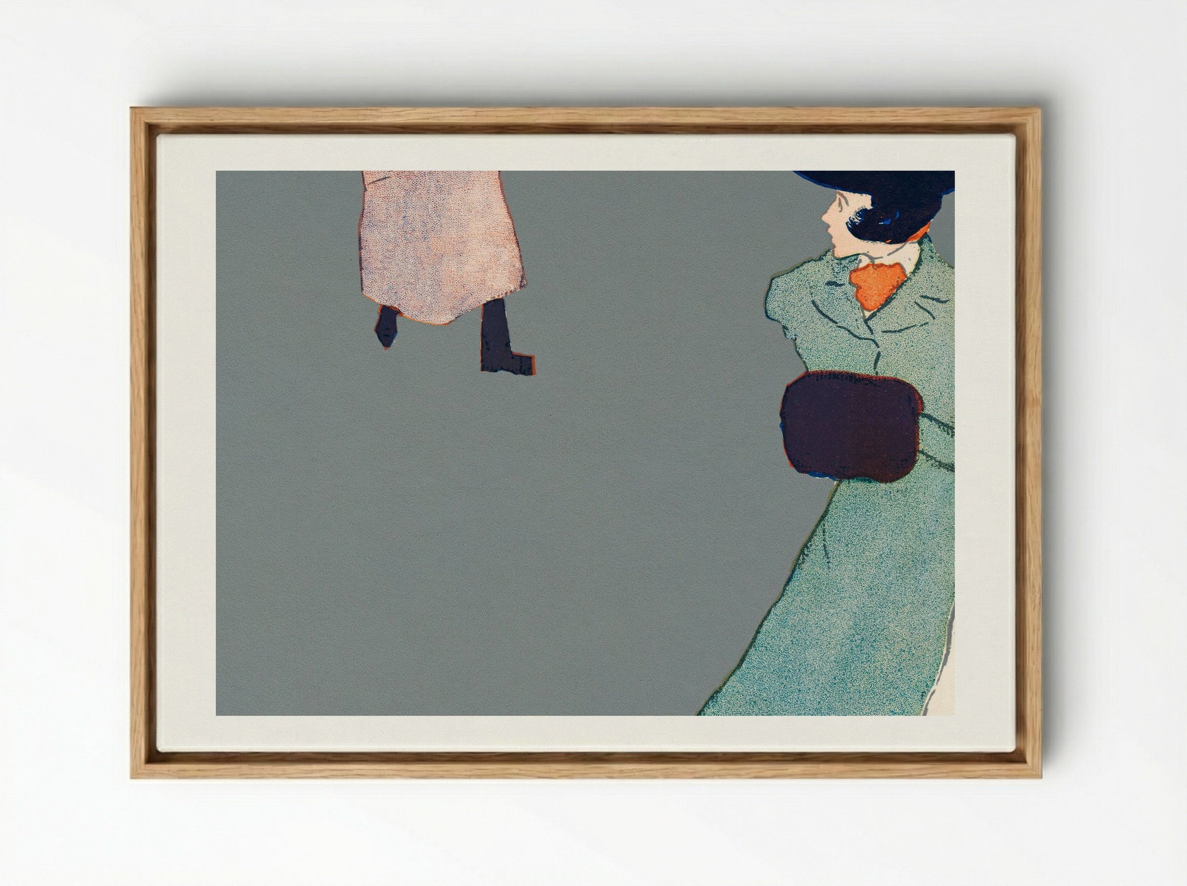 Man and Woman on Street - Edward Penfield - Framed Canvas Wood