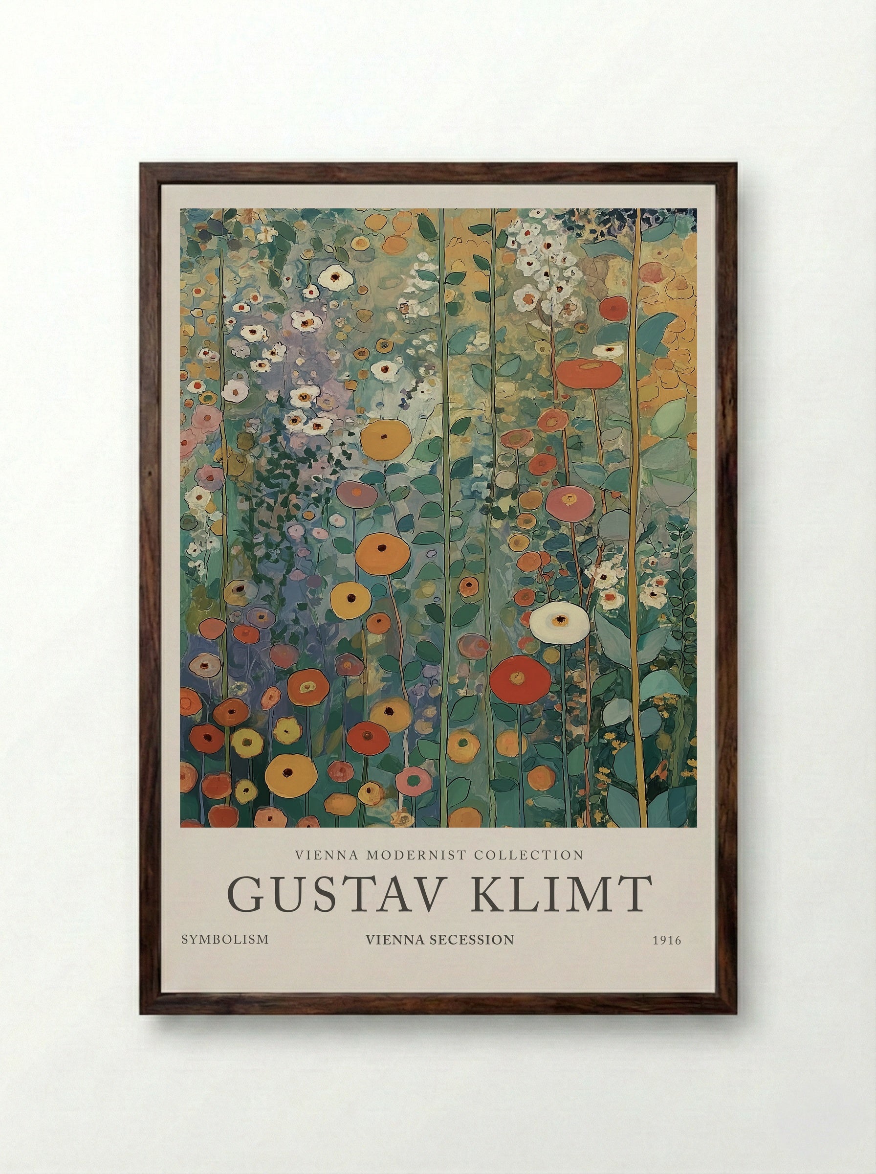 Verdant Garden Light - Gustav Klimt - Framed Print Dark Wood