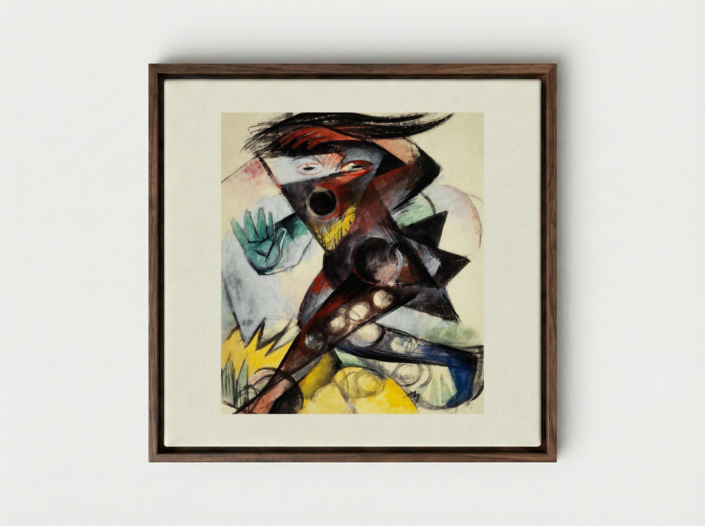 Caliban, Figurine for 'The Tempest' - Franz Marc - Framed Canvas Dark Wood