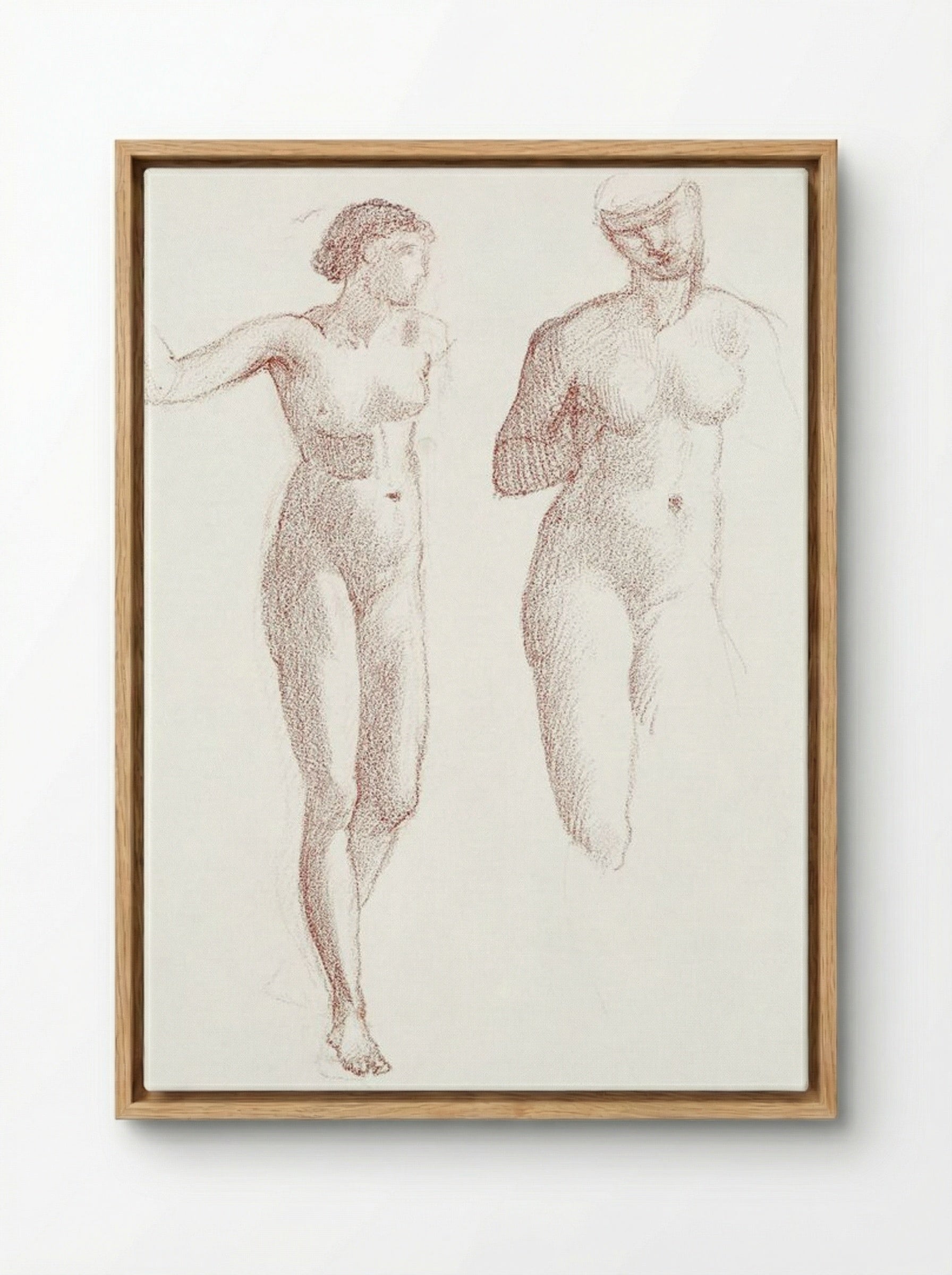 Cupid and Psyche - Female Nude - Two Studies - Edward Burne-Jones - Framed Canvas Wood