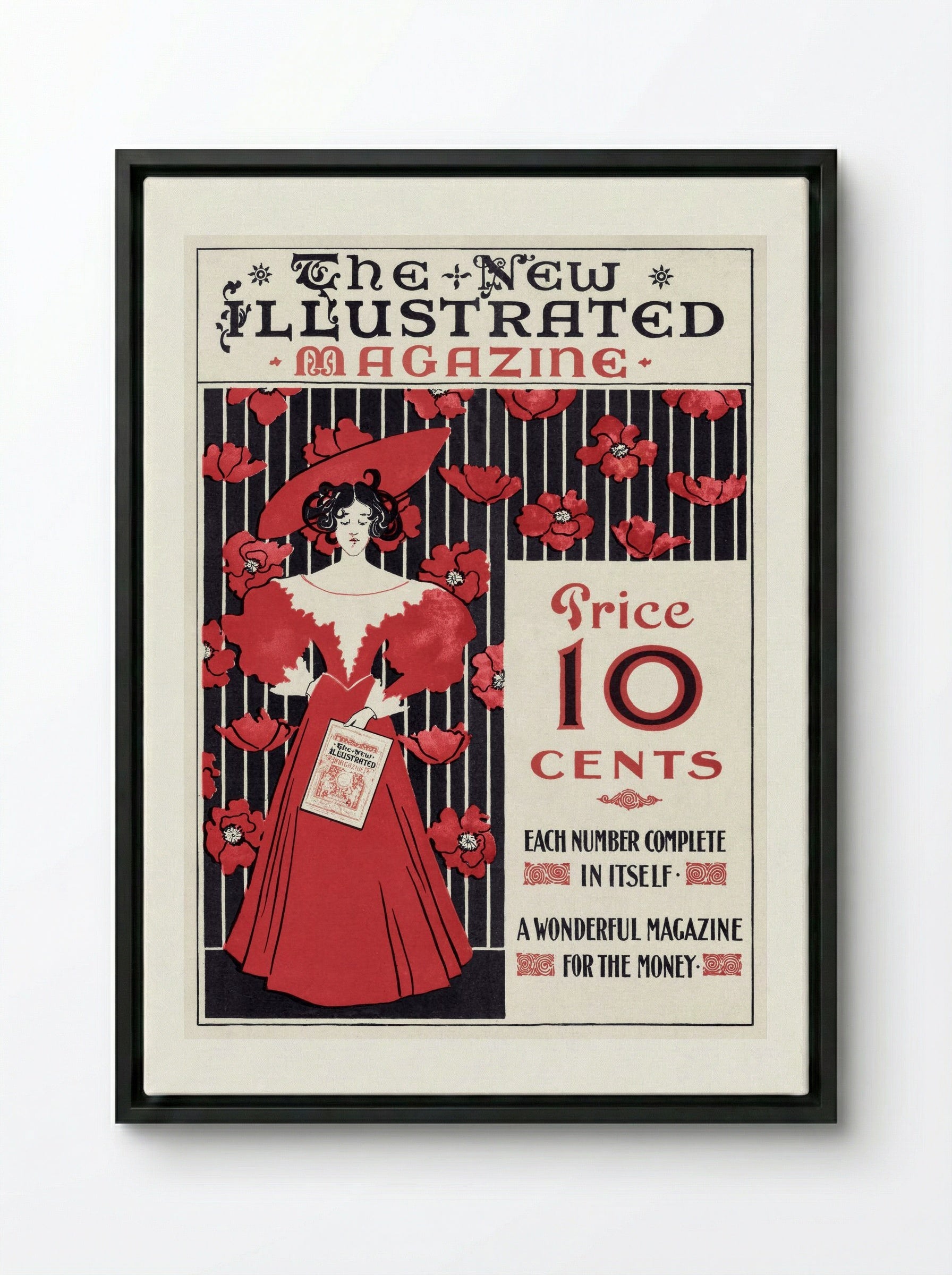 The New Illustrated Magazine (Cover Design) - Ethel Reed - Framed Canvas Black