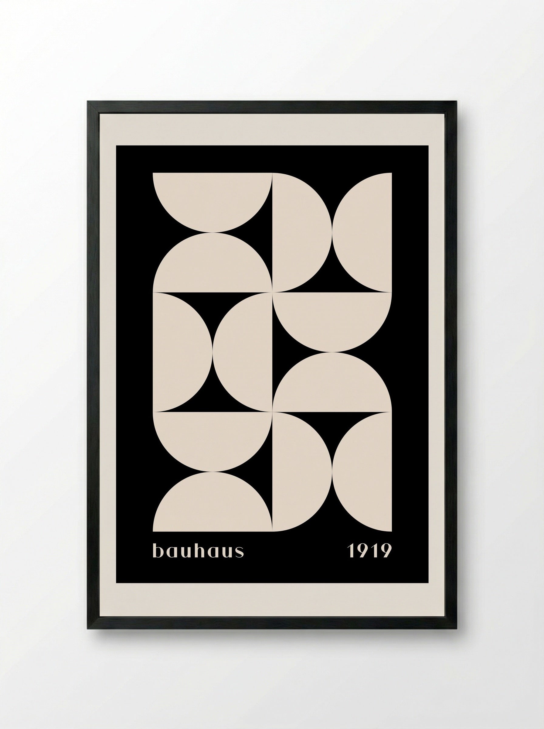 Bauhaus Geometrika (1919) in Neutral Black - Framed Print Black