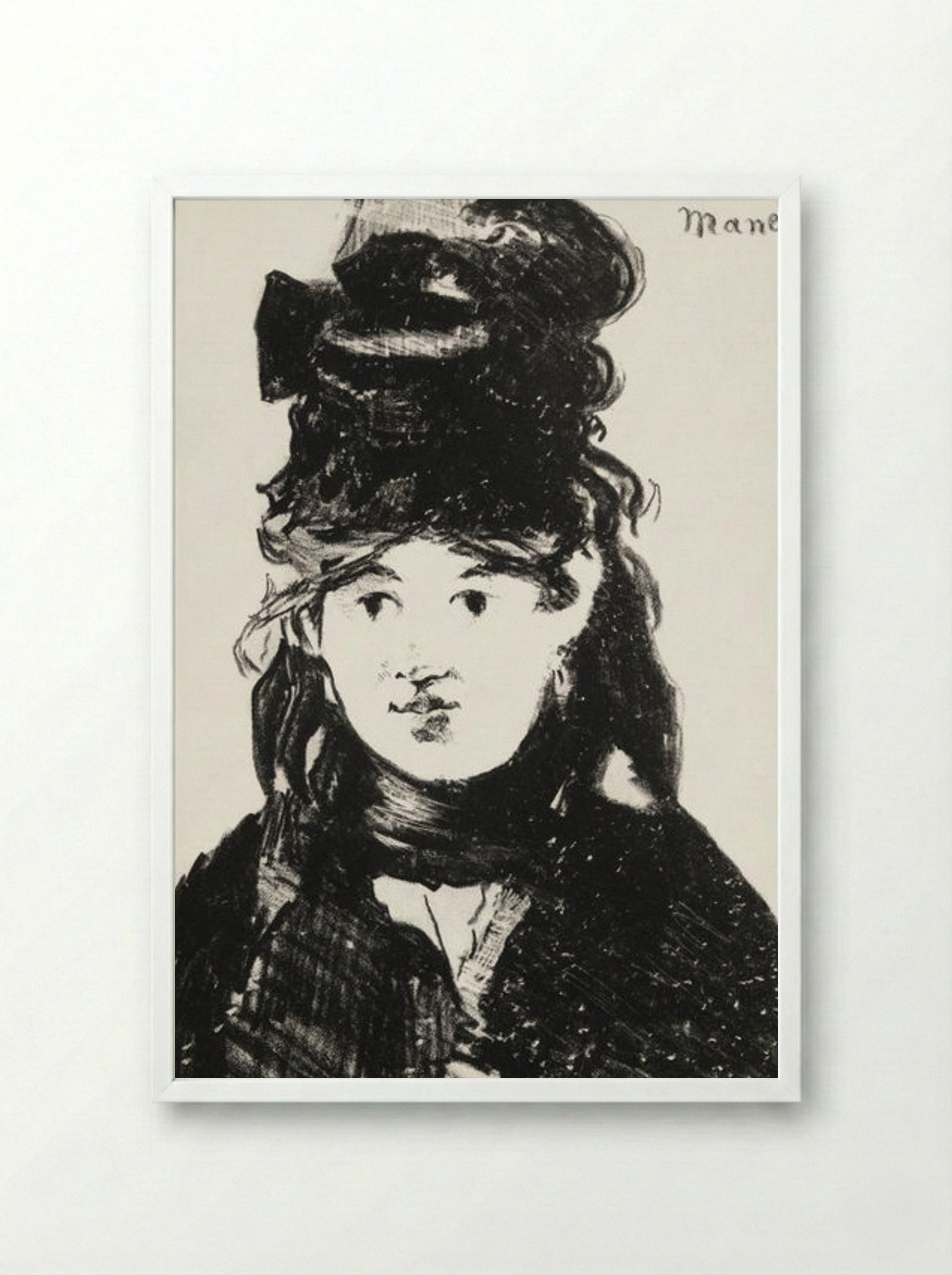 Berthe Morisot in Black - Édouard Manet - Framed Print White