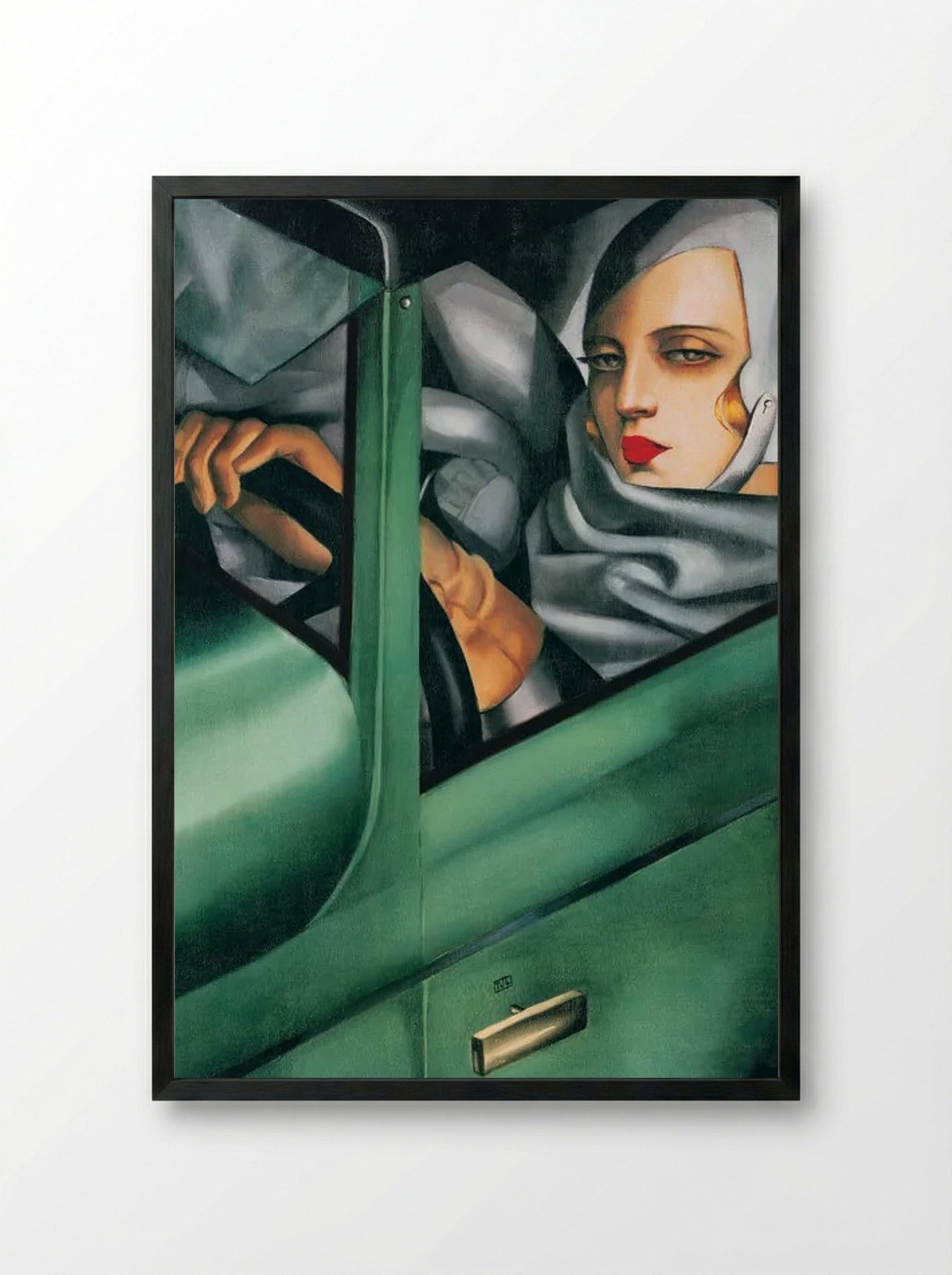 My Portrait (Self-Portrait in the Green Bugatti) - Tamara de Lempicka - Framed Print Black