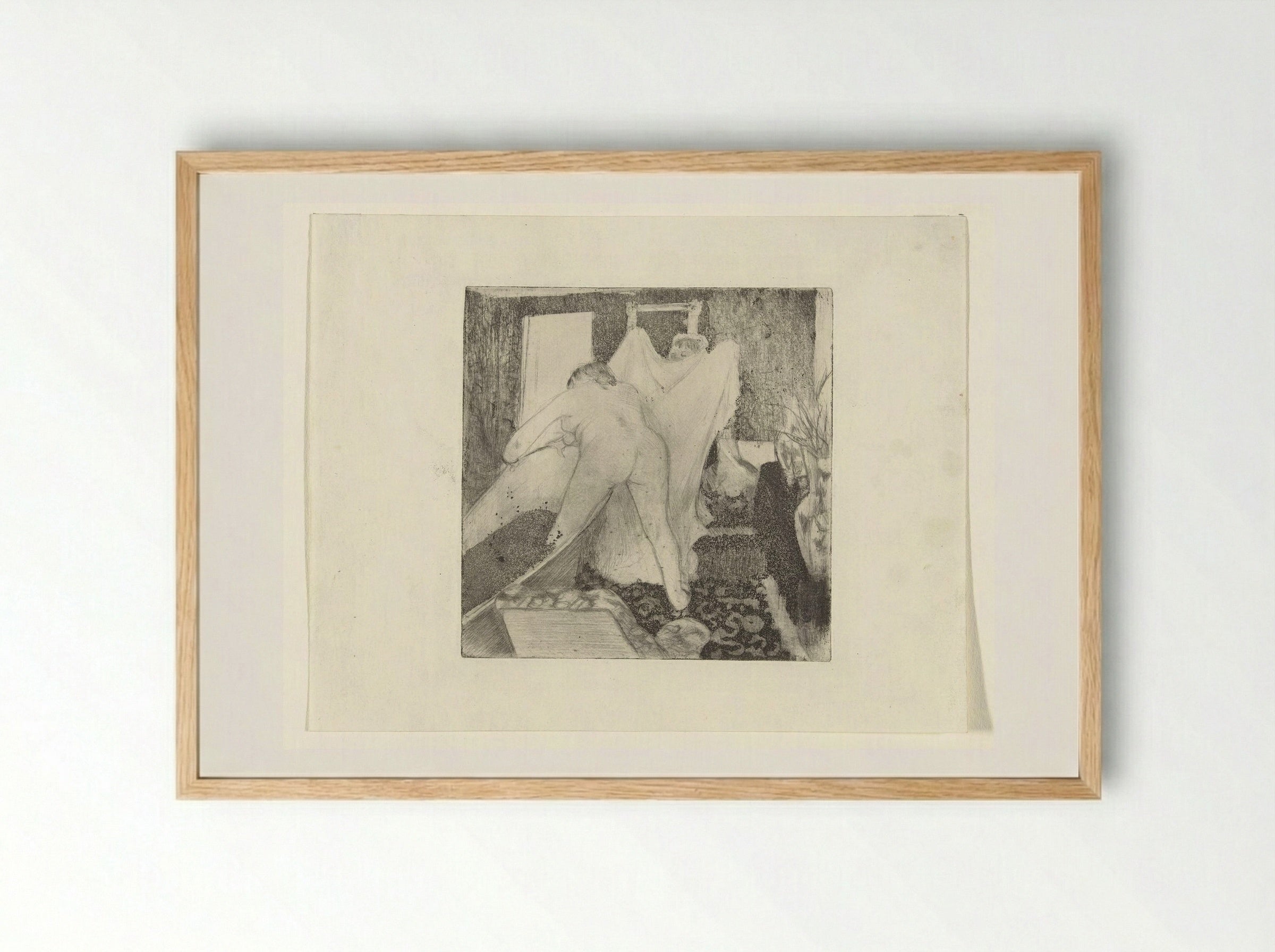 Woman Stepping Out of the Bath - Edgar Degas - Framed Print Wood