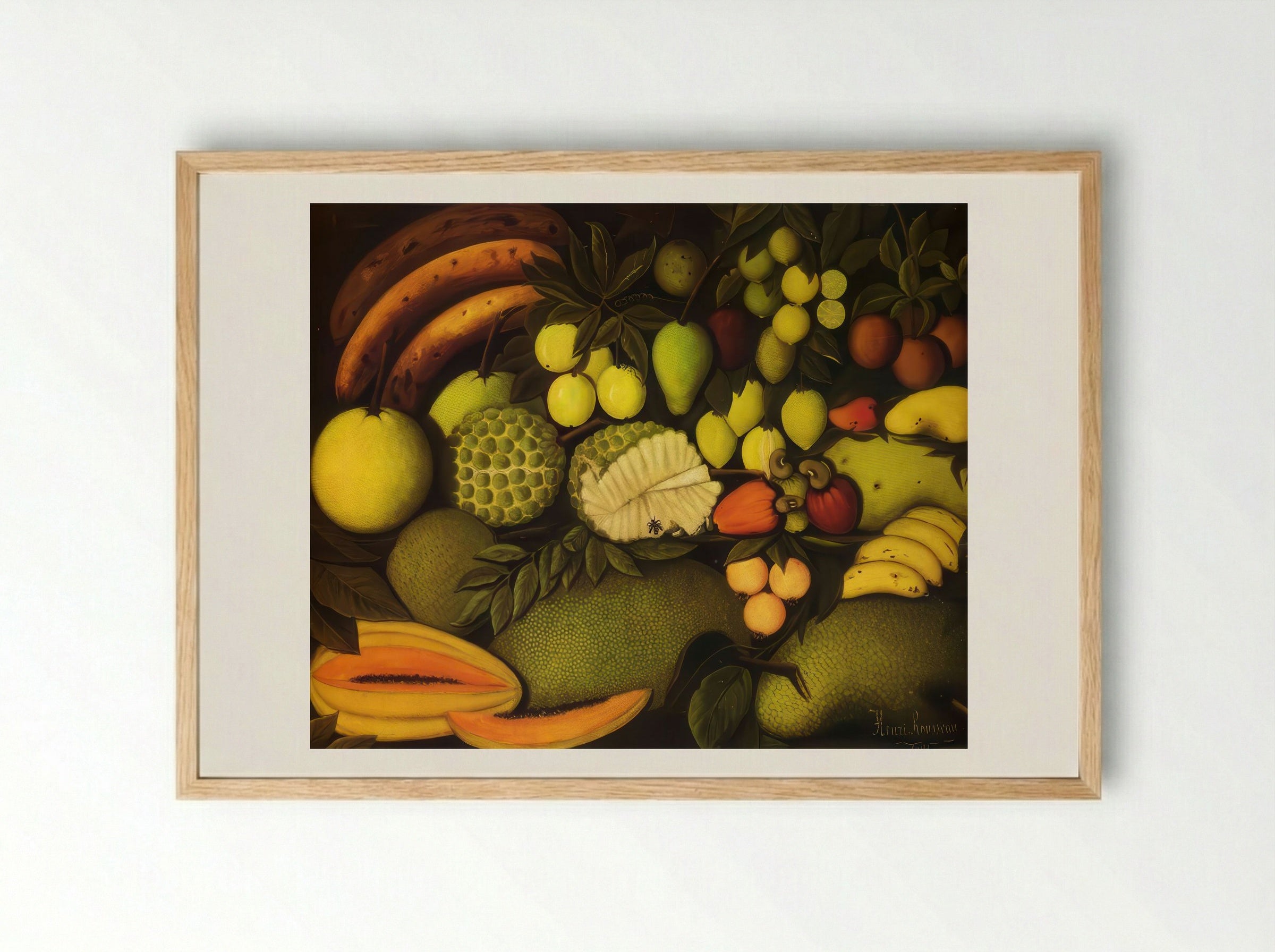 Still Life with Exotic Fruit by Henri Rousseau – Naïve Art Tropical Fruit Print - Framed Print Wood