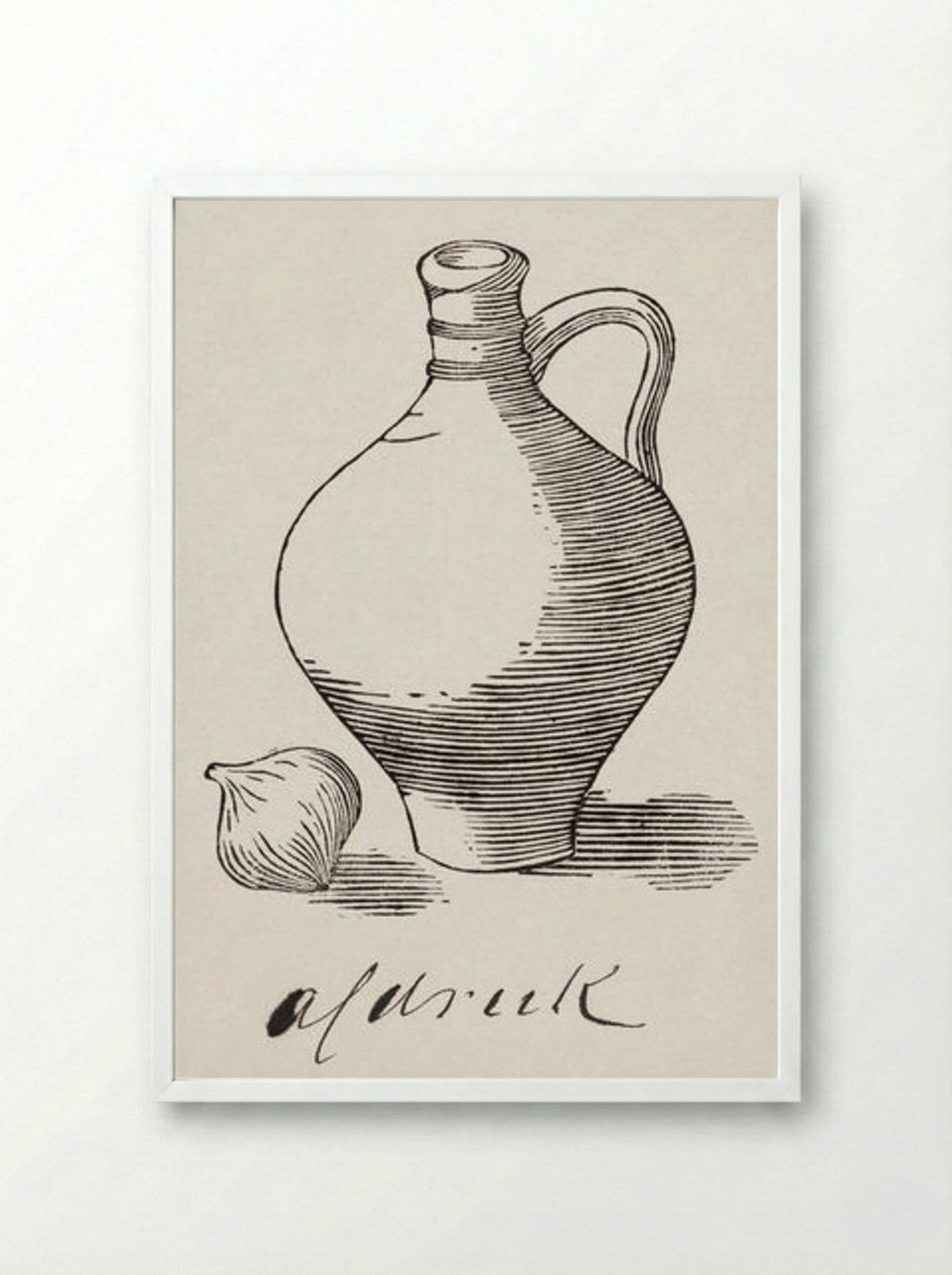 Still Life with Jug and Onion - Julie de Graag - Framed Print White