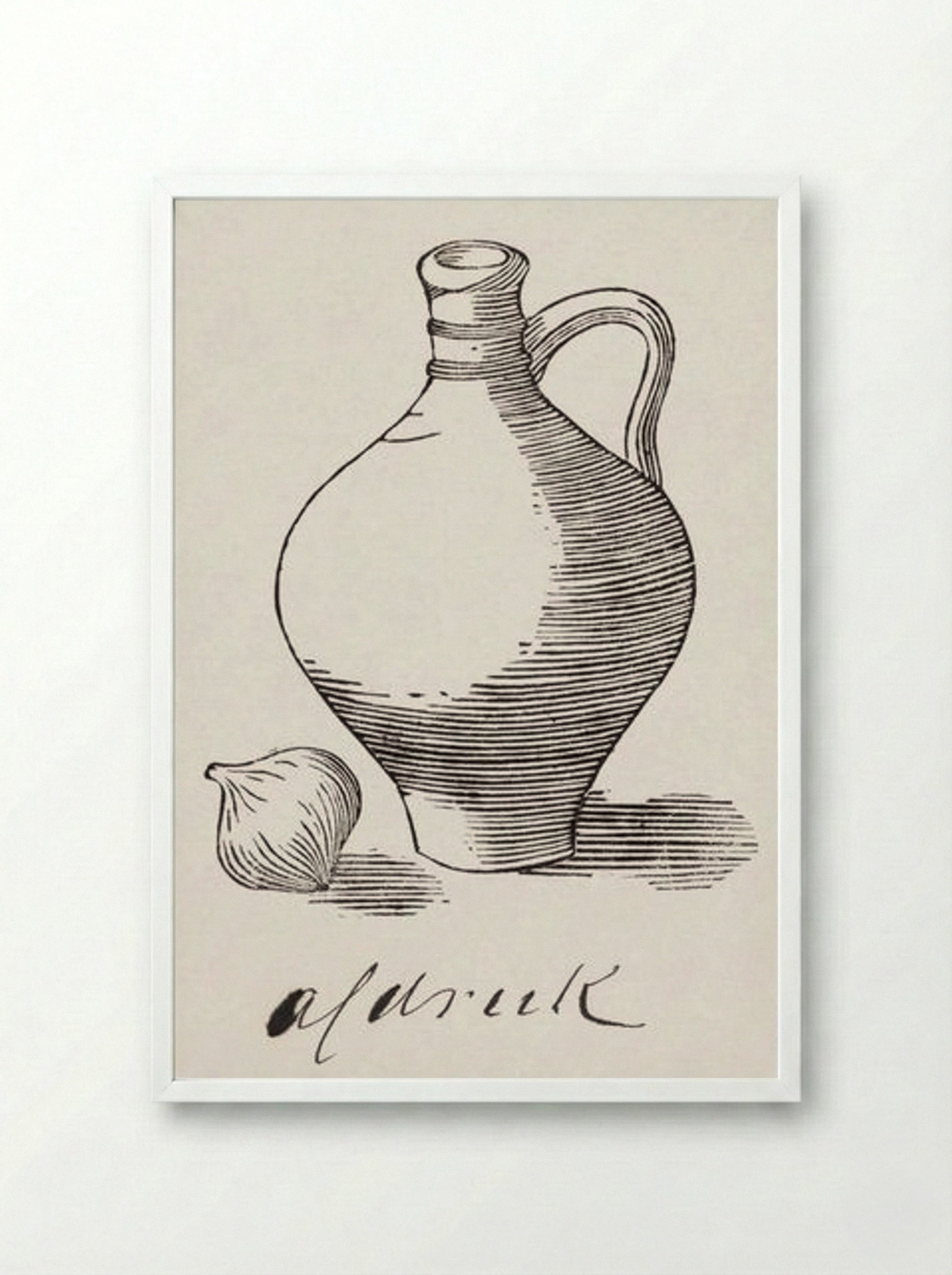 Still Life with Jug and Onion - Julie de Graag - Framed Print White