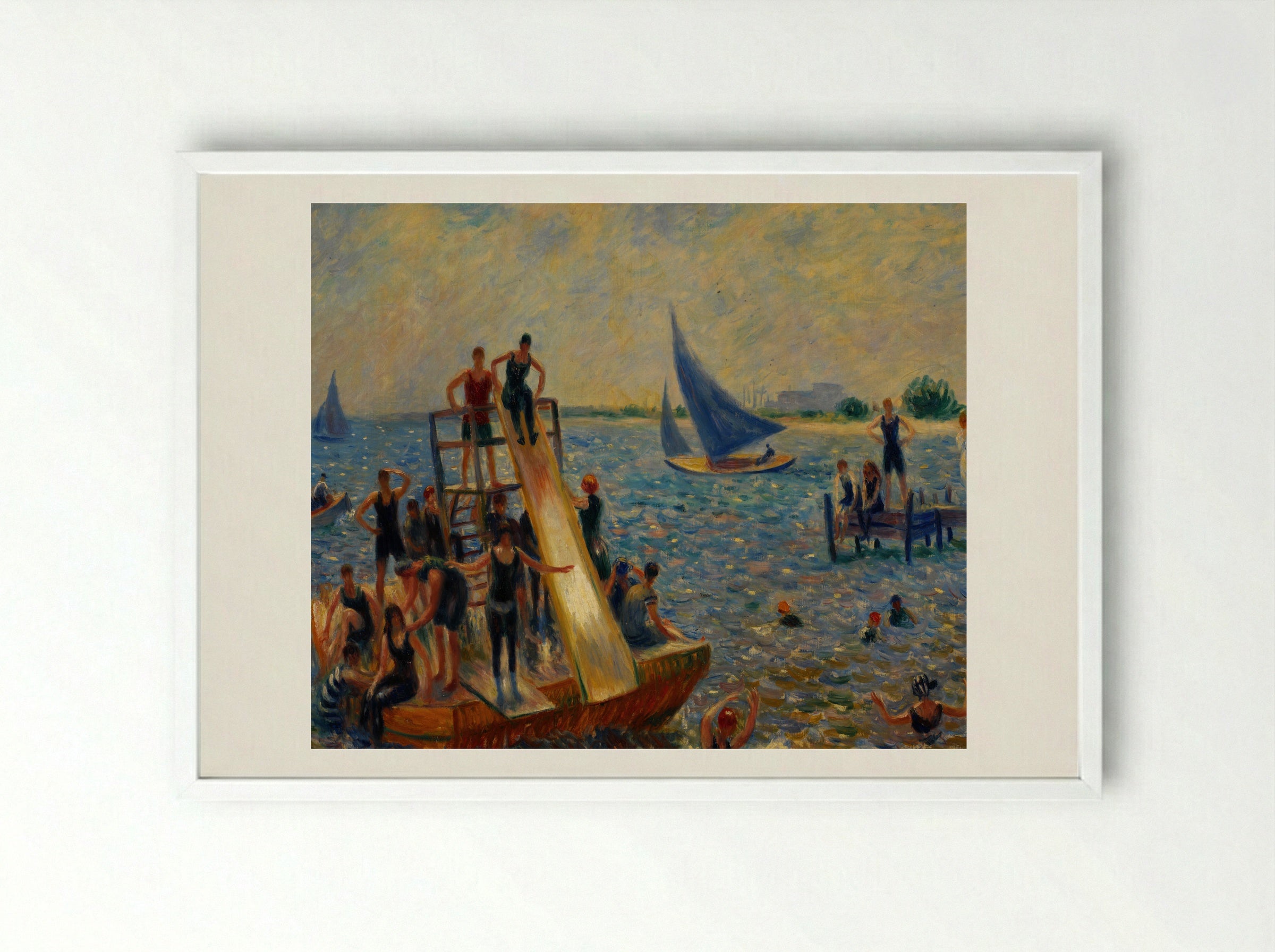 The Raft - William James Glackens - Framed Print White