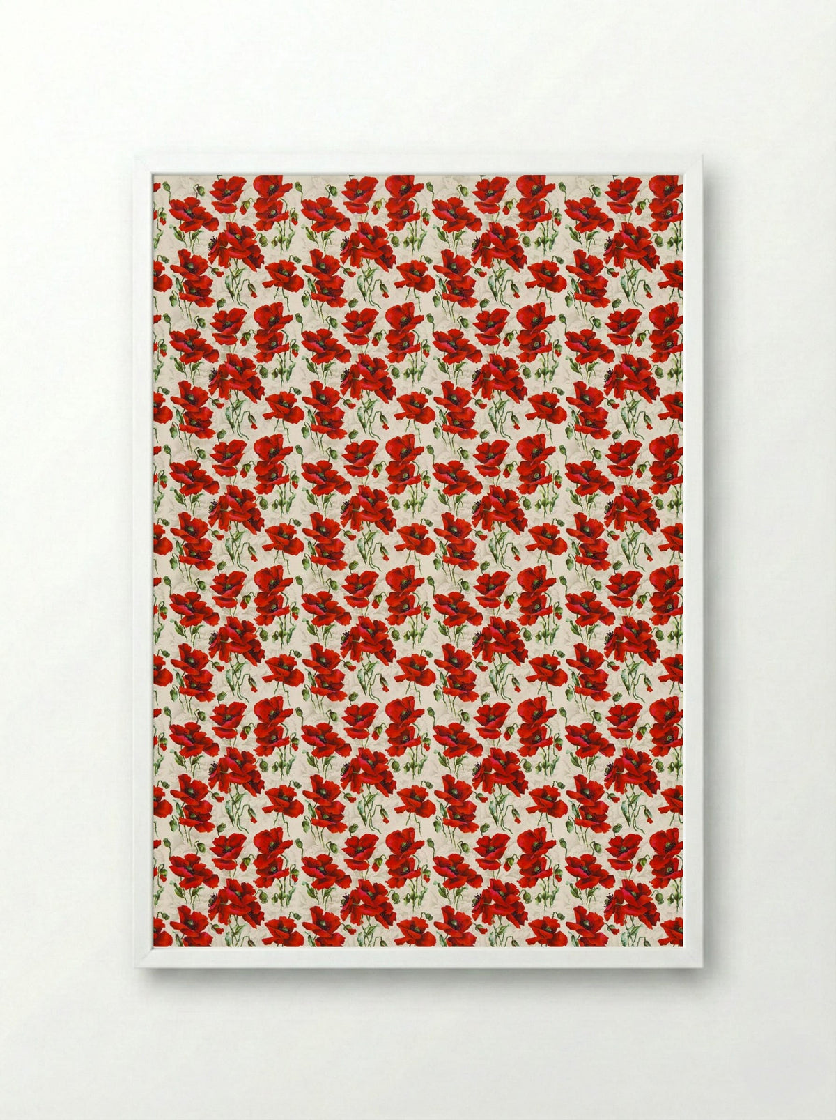 Red Poppy Design - Fine Art Print - Framed Print White
