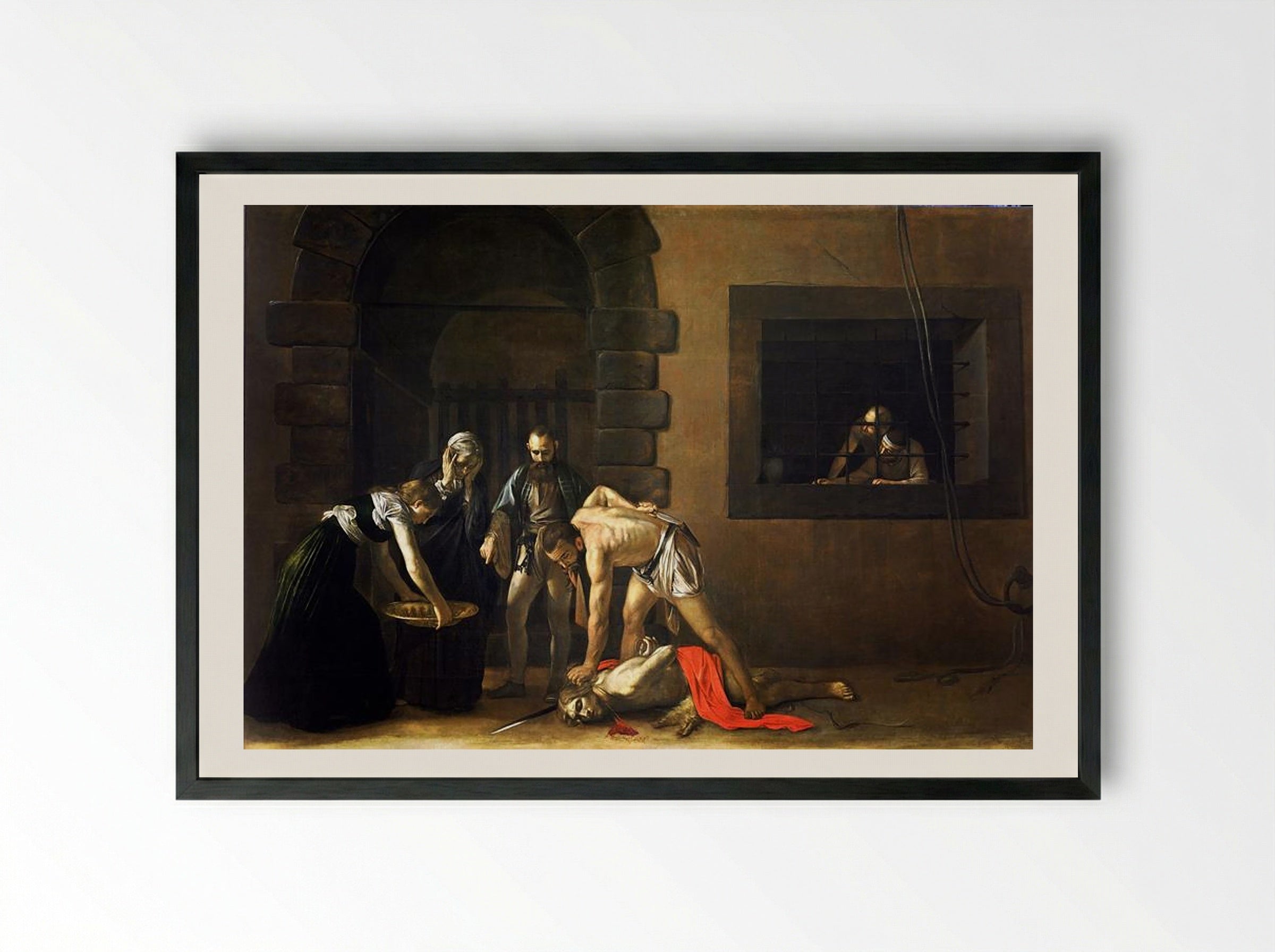 The Beheading of Saint John the Baptist - Caravaggio - Framed Print Black