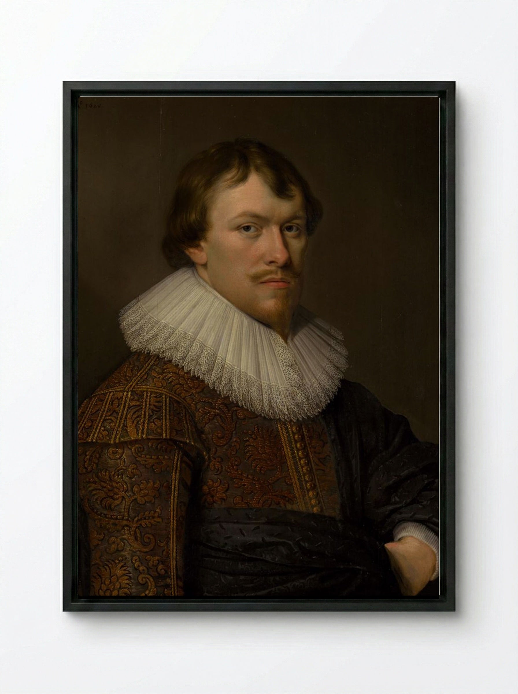 The Portrait of Gerrit Schaep - Frans Hals - Framed Canvas Black