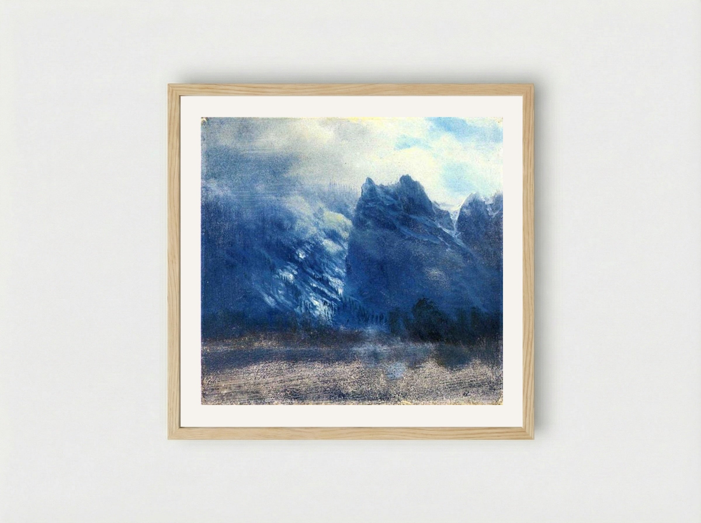 Yosemite Valley Twin Peaks - Albert Bierstadt - Framed Print Wood