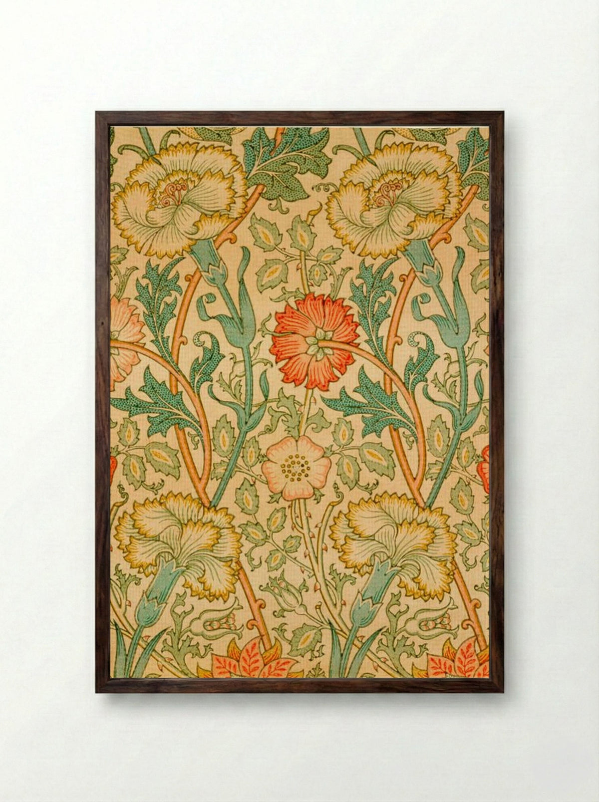 Pink and Rose - William Morris - Framed Print Dark Wood