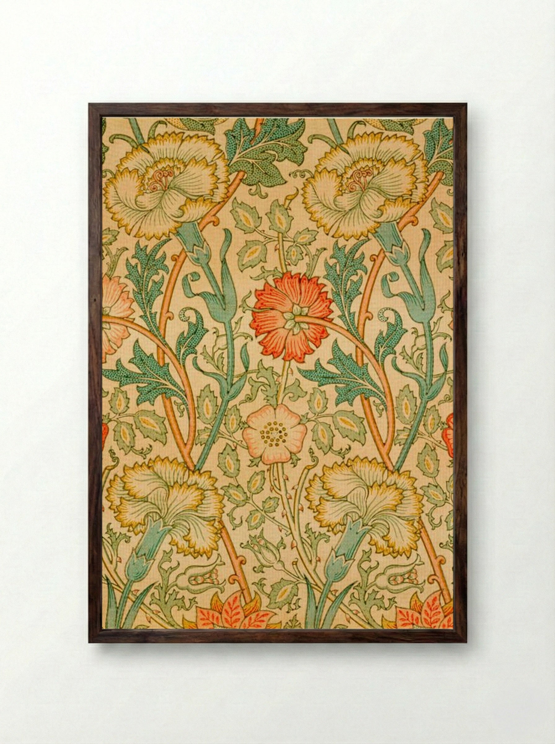 Pink and Rose - William Morris - Framed Print Dark Wood
