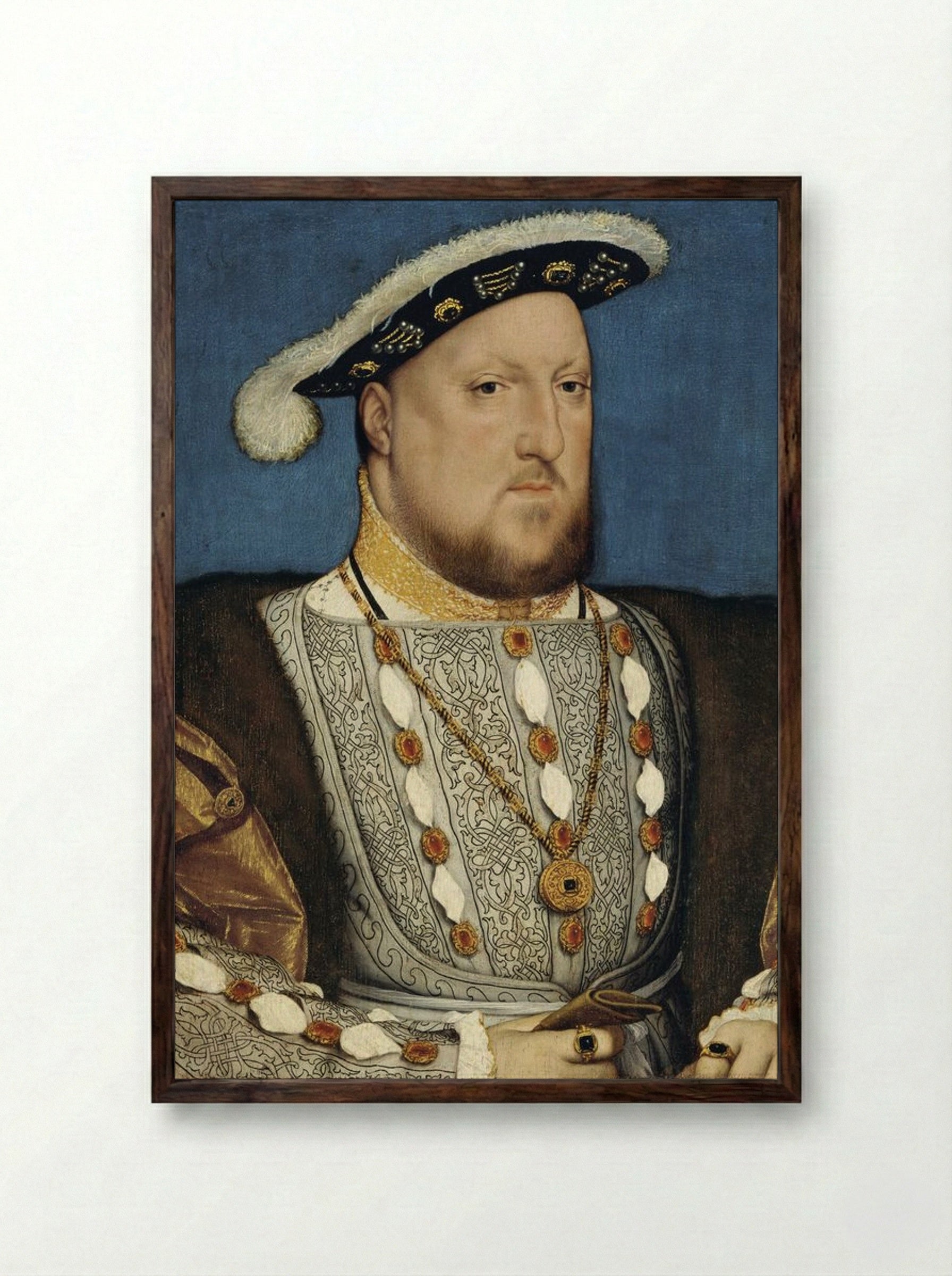 Portrait of Henry VIII of England - Hans Holbein the Younger - Framed Print Dark Wood