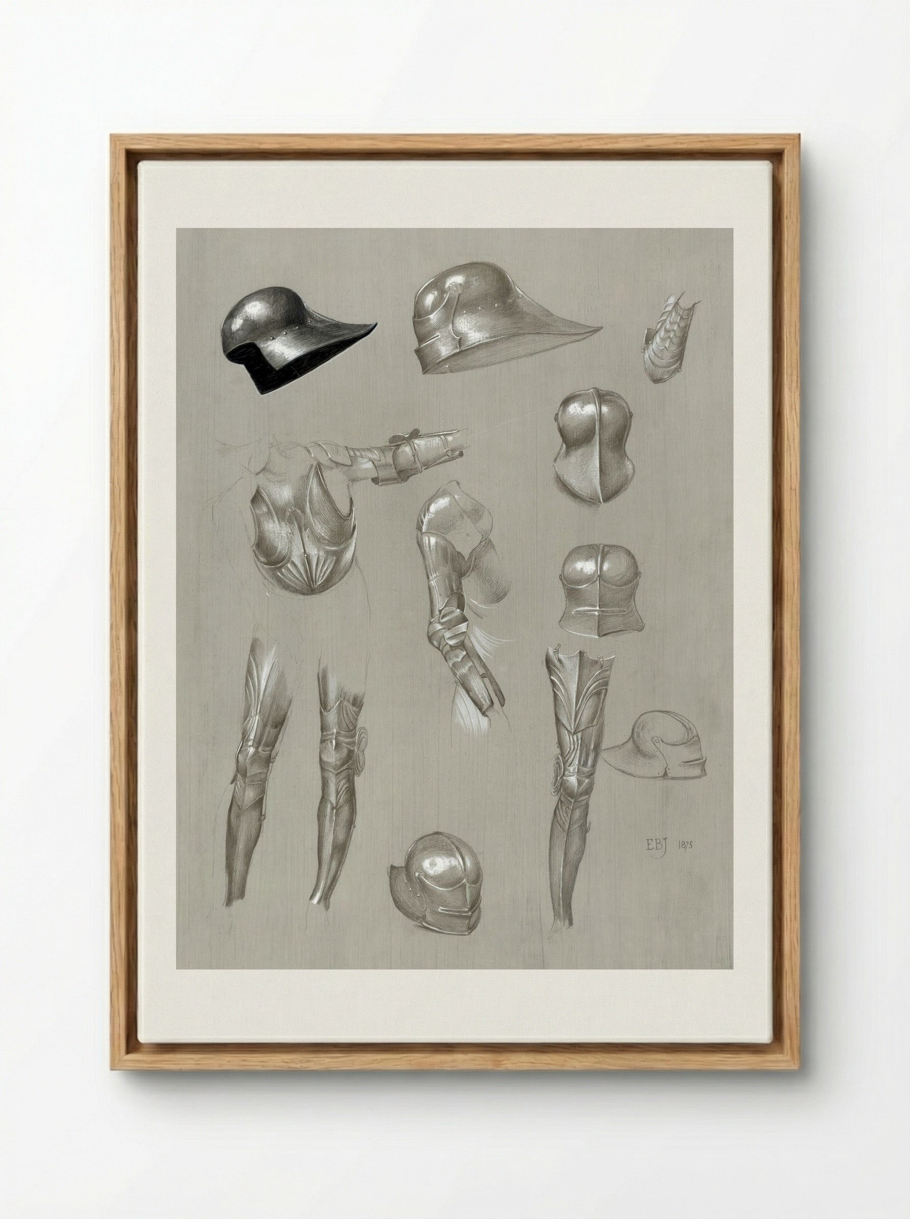Studies of a Suit of Armour - Edward Burne-Jones - Framed Canvas Wood