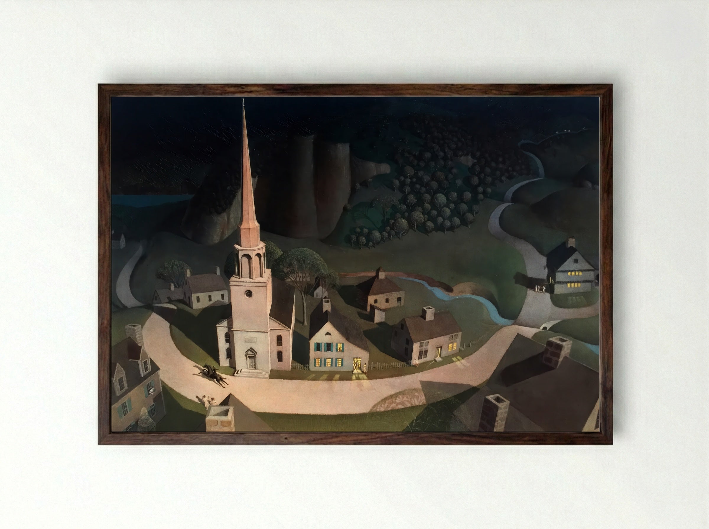 The Midnight Ride of Paul Revere - Grant Wood - Framed Print Dark Wood