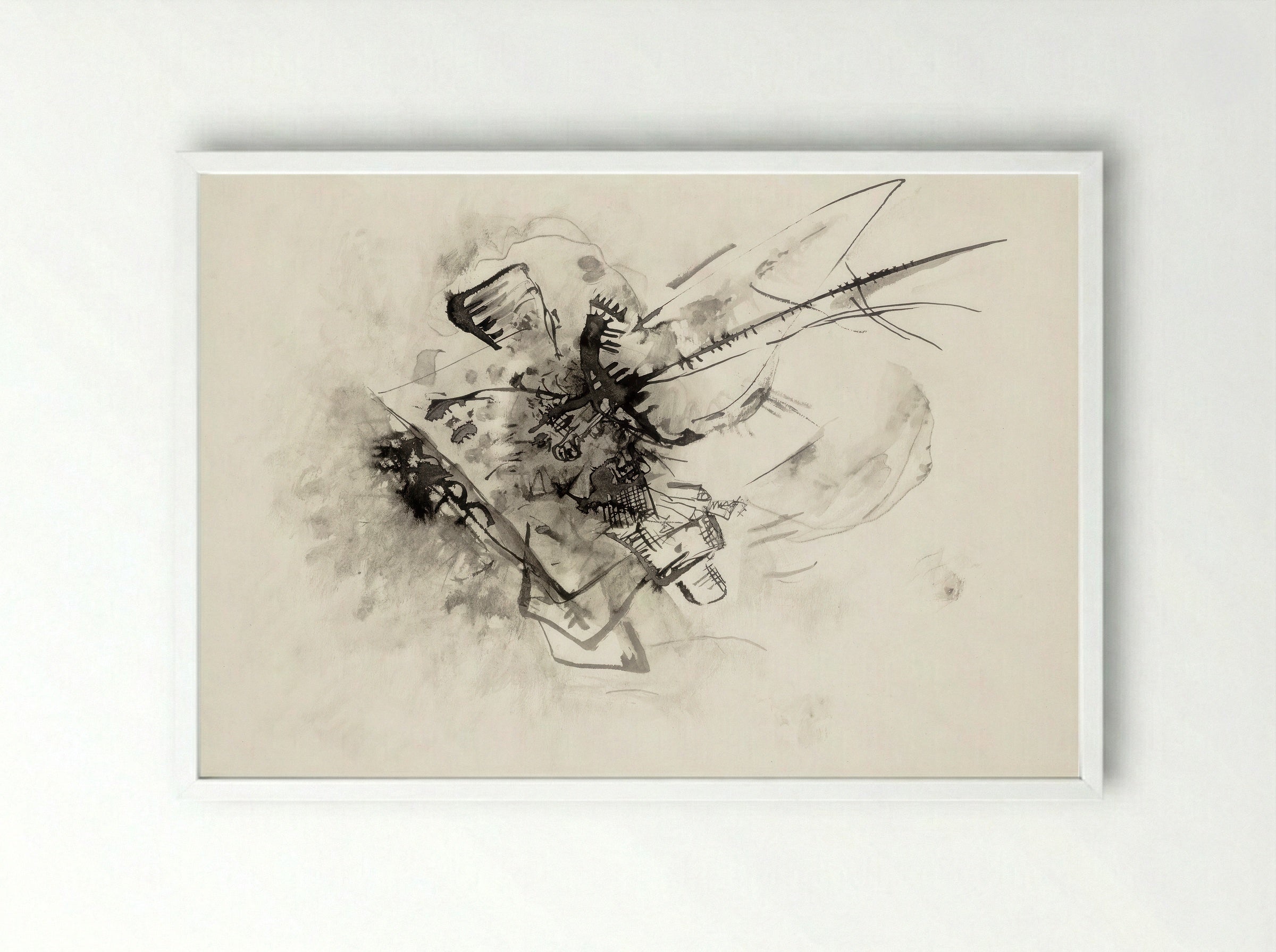 Untitled (Abstract Composition, Ink on Paper) - Wassily Kandinsky - Framed Print White