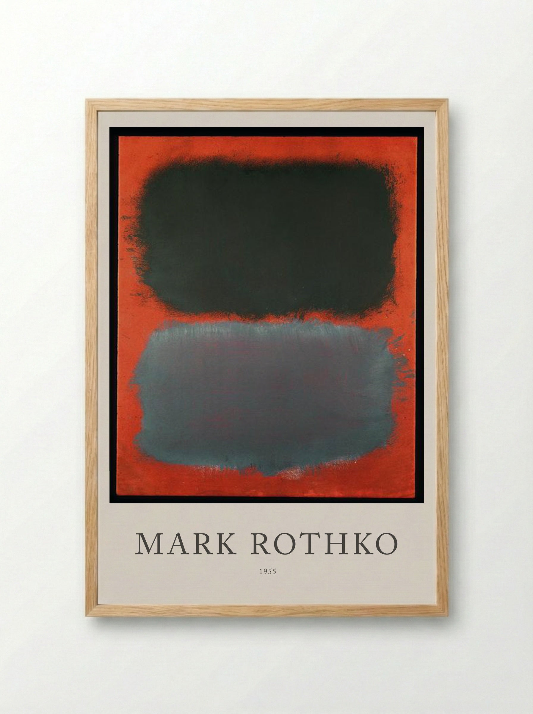 Untitled (Black and Grey Over Orange) - Mark Rothko - Framed Print Wood