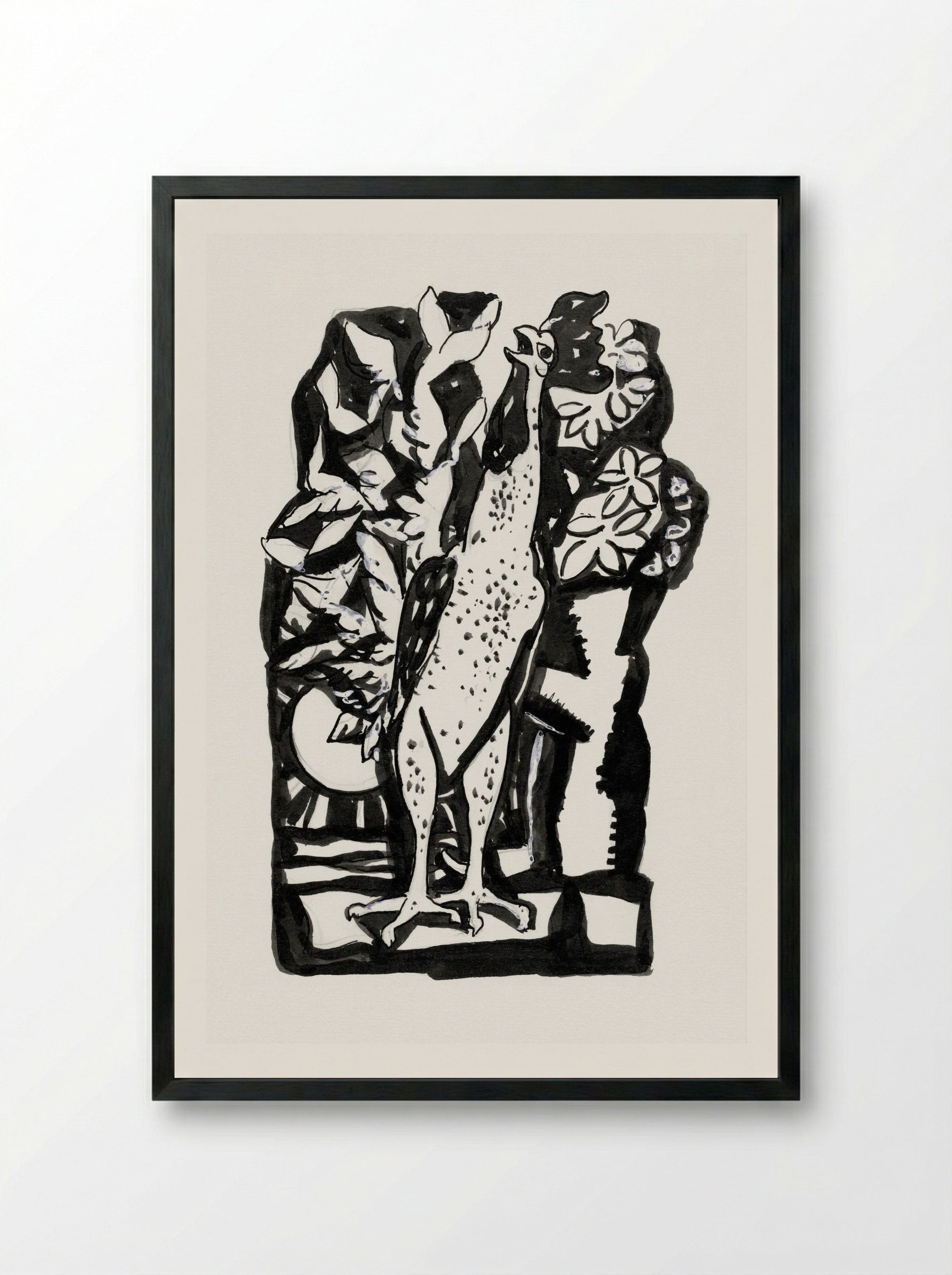 Crowing Rooster - Leo Gestel - Framed Print Black