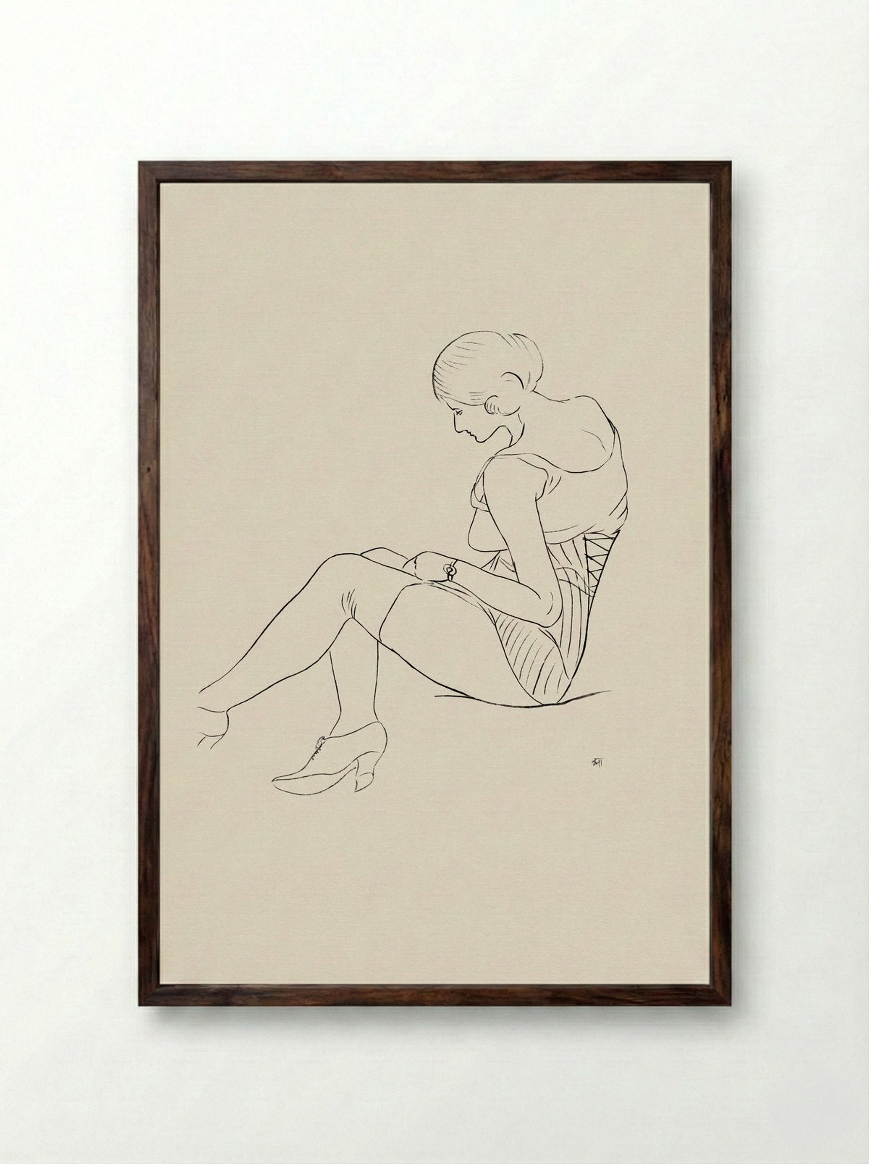 Semi-nude Woman, Seated - Ananda Kentish Coomaraswamy - Framed Print Dark Wood