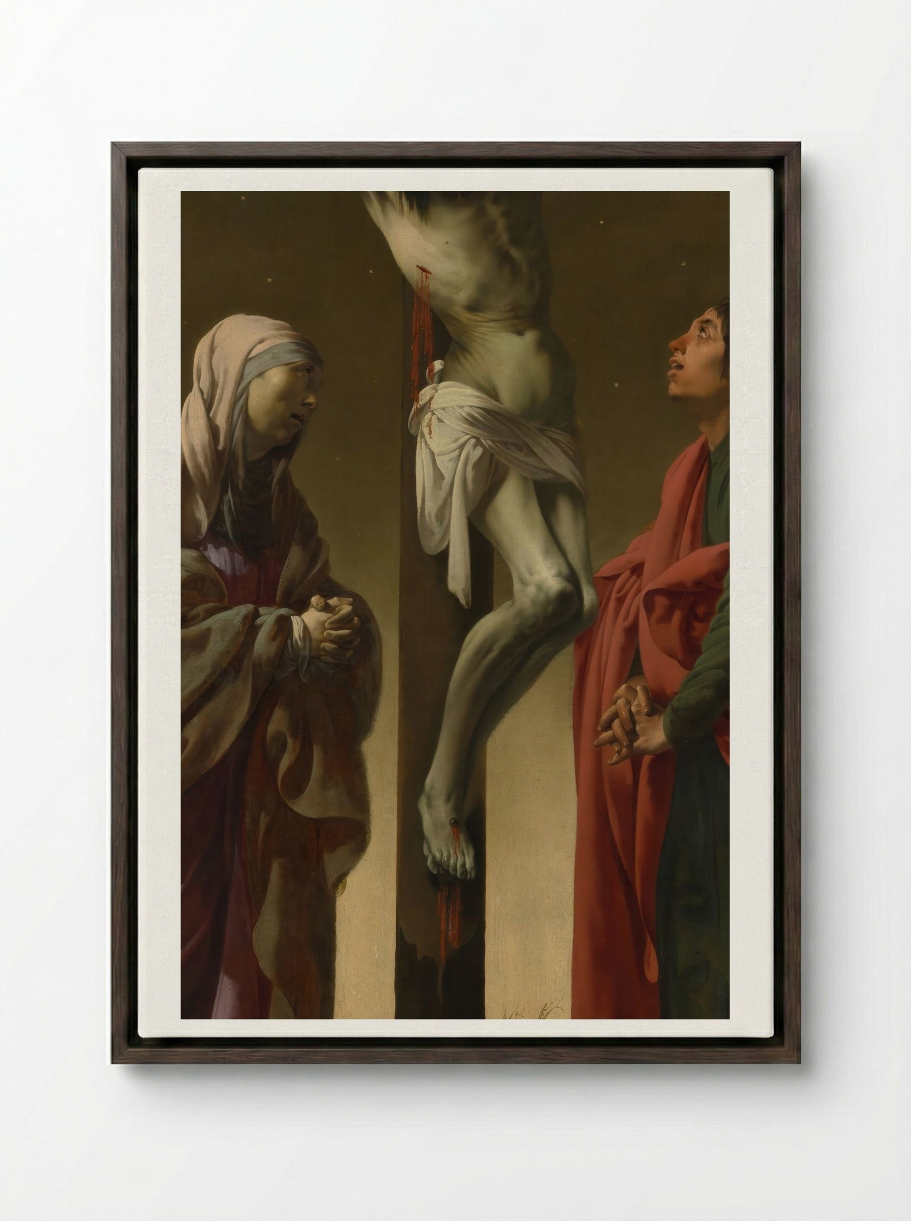 The Crucifixion - Philippe de Champaigne - Framed Canvas Dark Wood