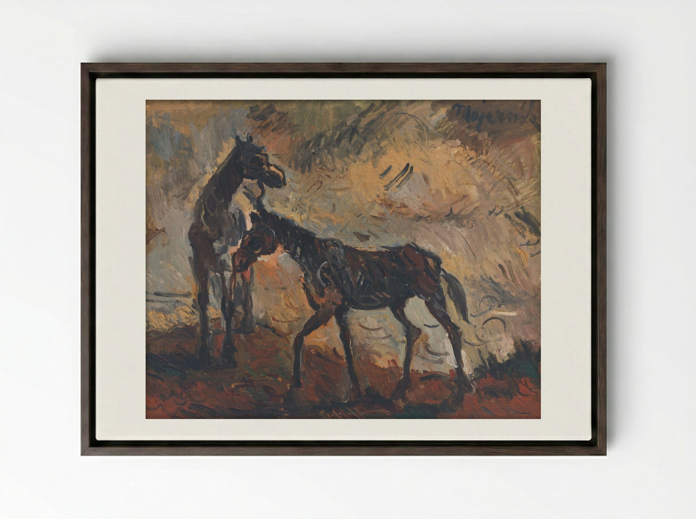 Runaway Horses - Cyprián Majerník - Framed Canvas Dark Wood