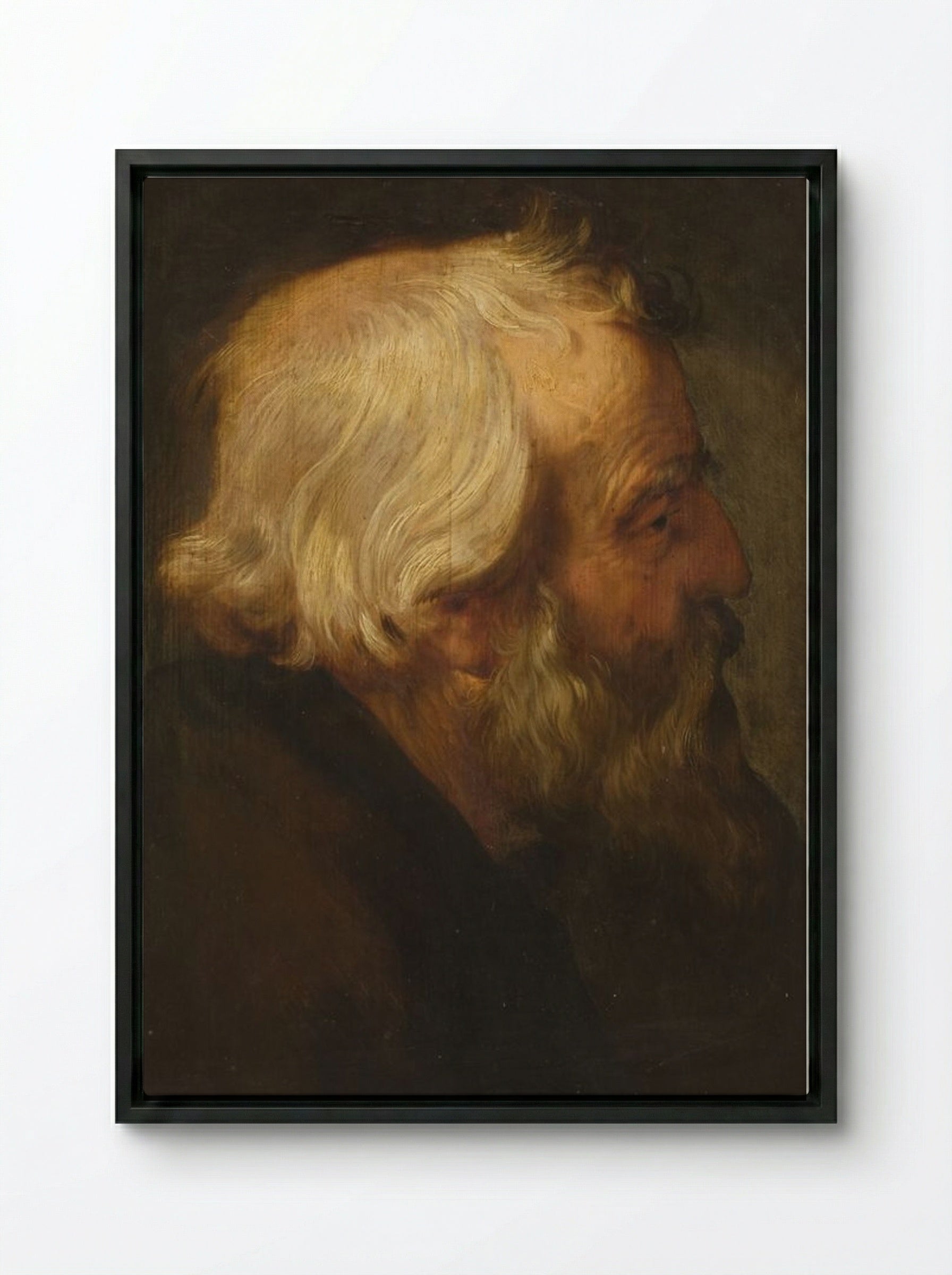 Head of Saint Peter - Peter Paul Rubens - Framed Canvas Black