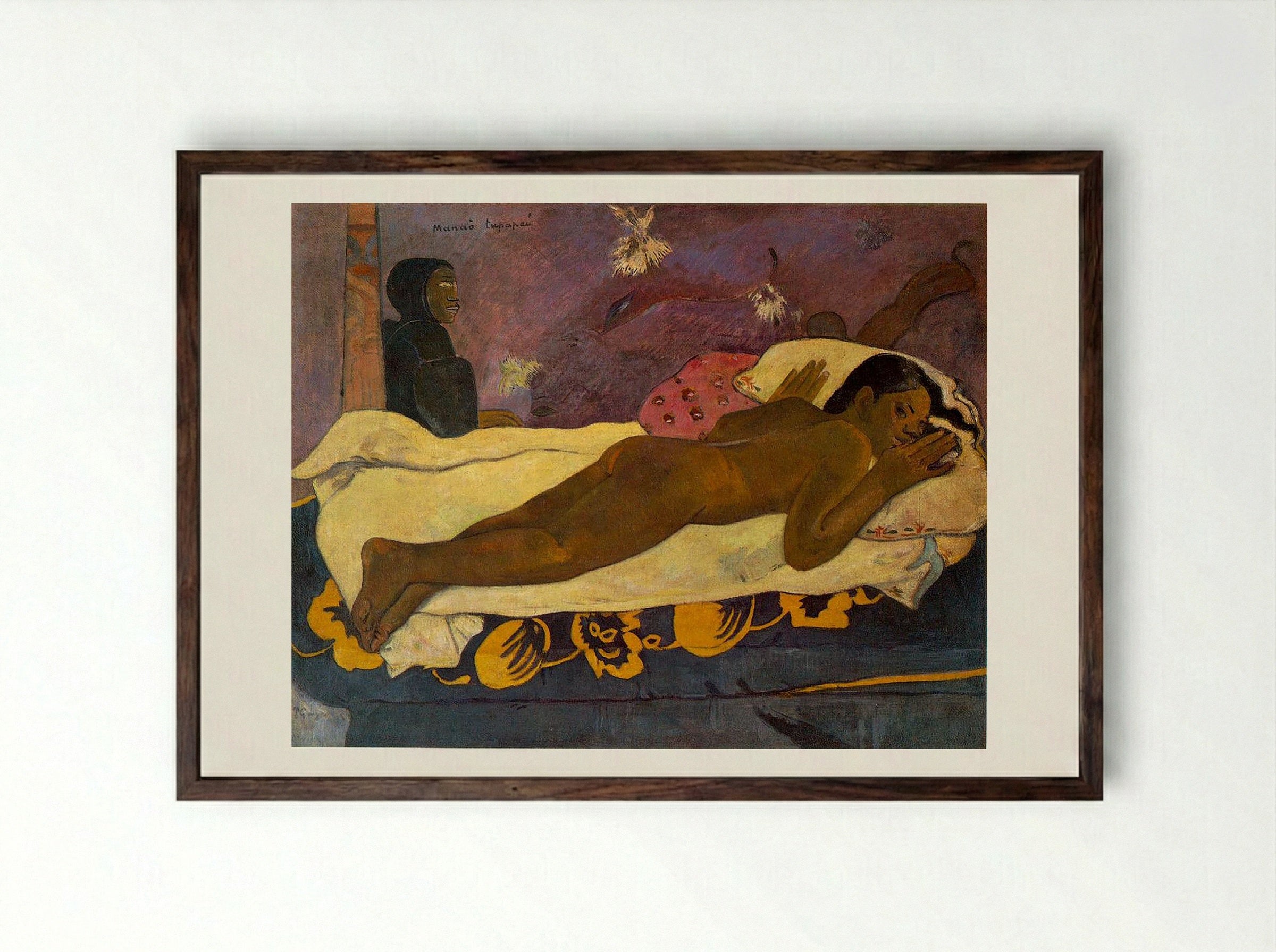 The Spirit of the Dead Watches - Paul Gauguin - Framed Print Dark Wood