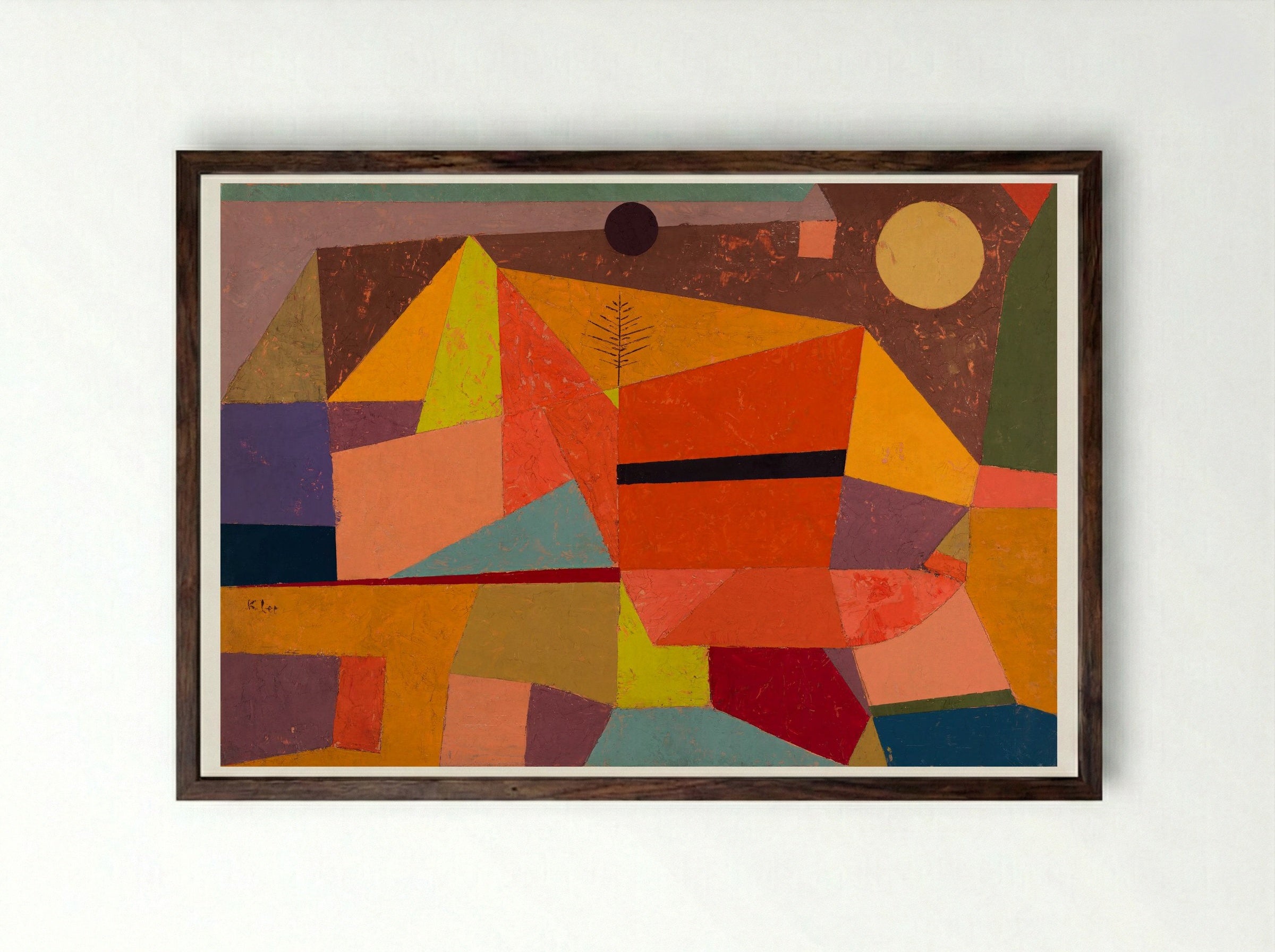 Heitere Gebirgslandschaft (Joyful Mountain Landscape) - Paul Klee - Framed Print Dark Wood