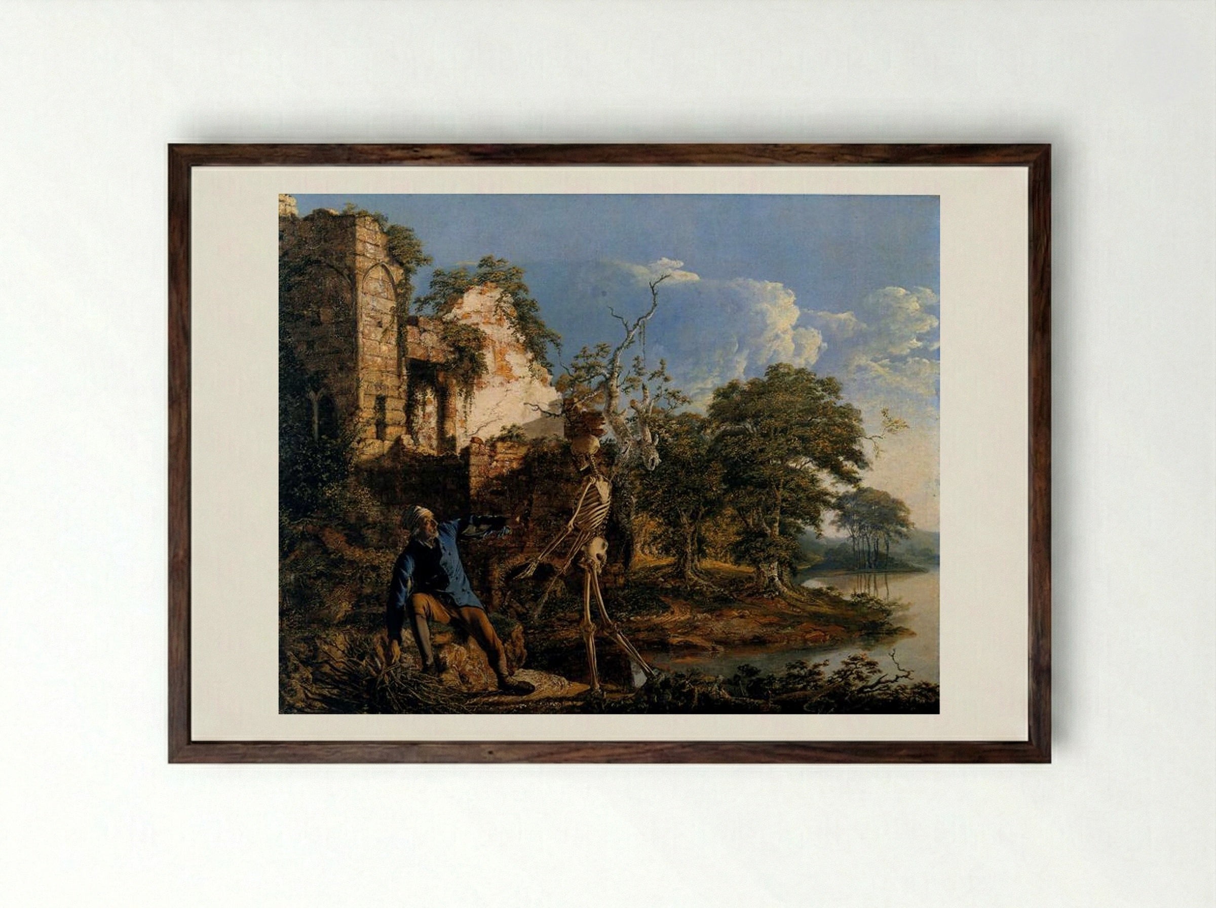 The Old Man and Death - Joseph Wright - Framed Print Dark Wood