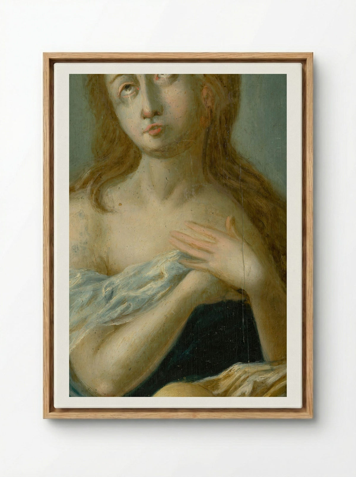 The Penitent Magdalene - Georges de La Tour - Framed Canvas Wood