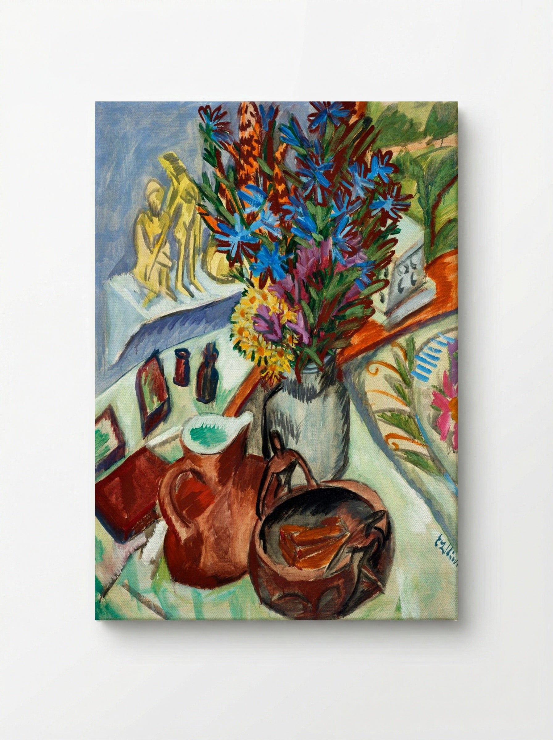 Still Life with Jug and African Bowl - Ernst Ludwig Kirchner - Canvas