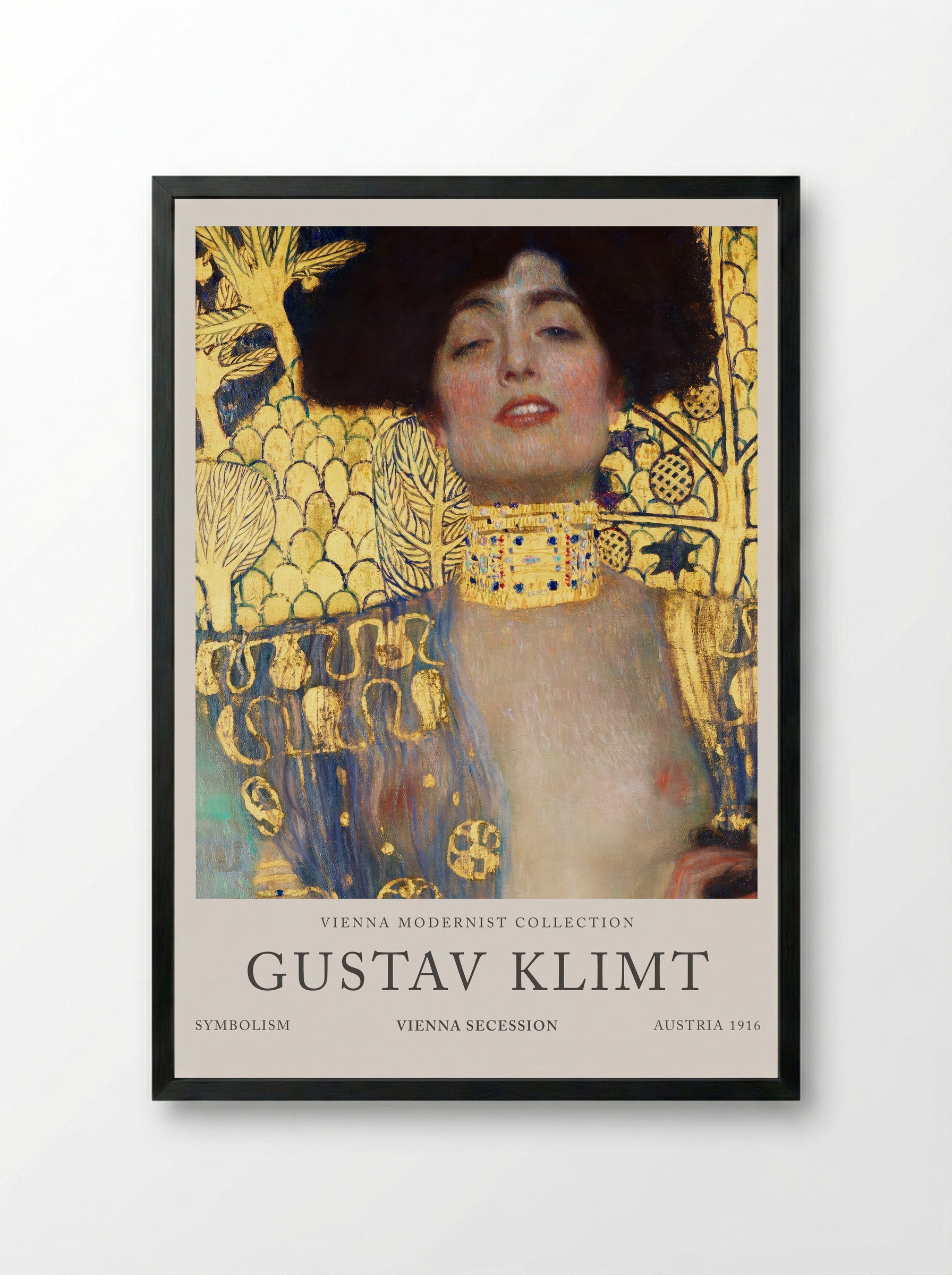 Judith and the Head of Holofernes - Gustav Klimt - Framed Print Black