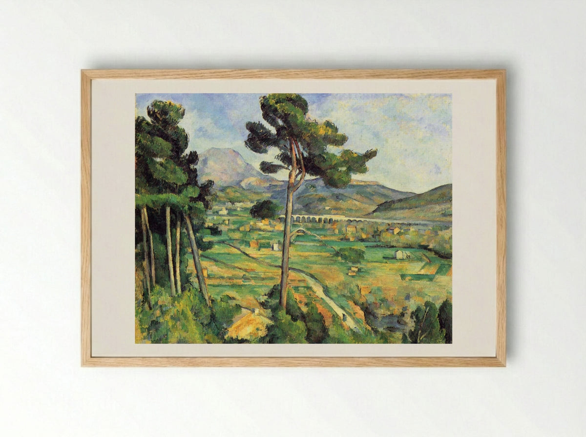 Mont Sainte-Victoire and the Viaduct of the Arc River Valley - Paul Cézanne - Framed Print Wood