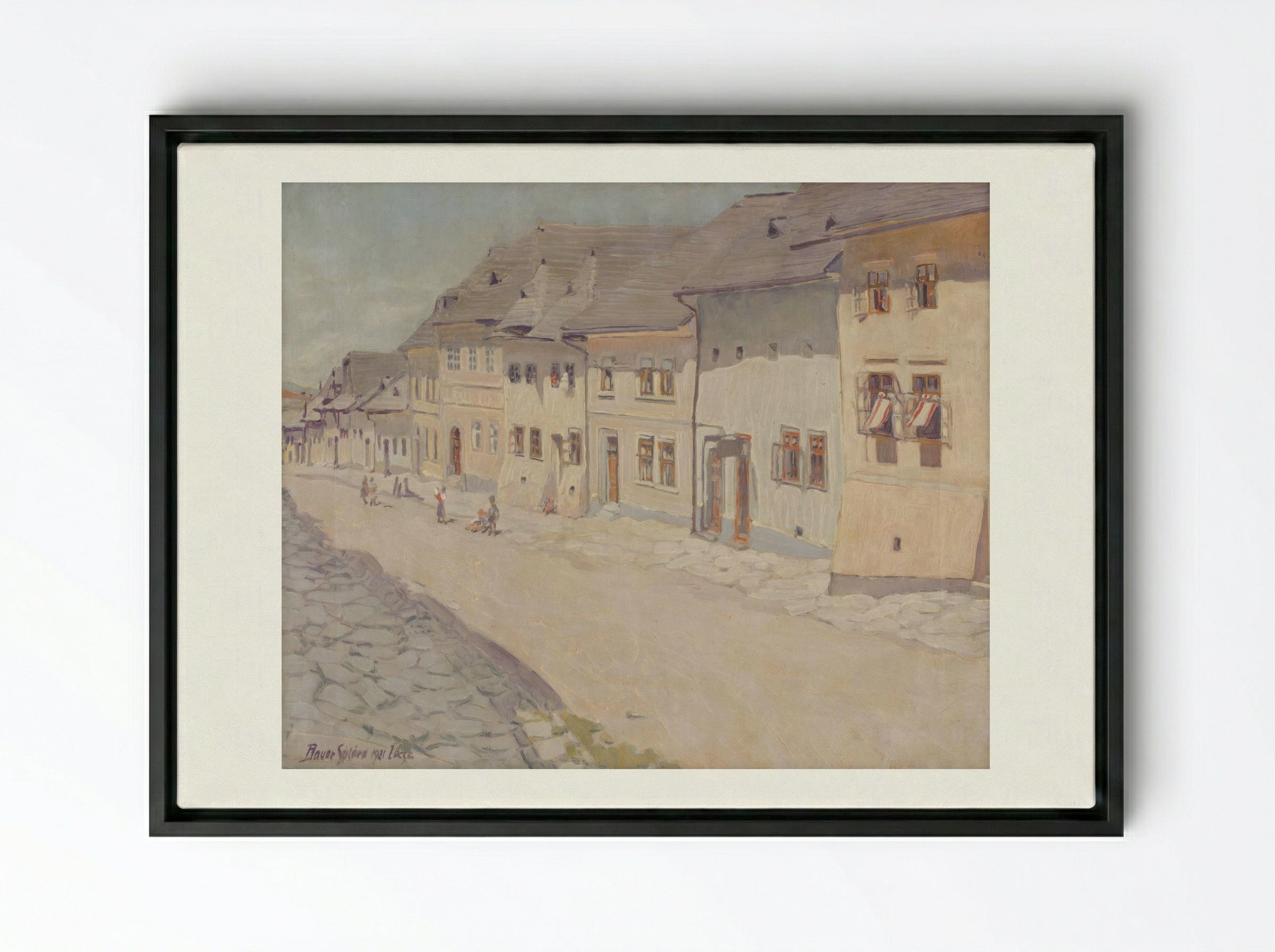 Street in Liptovský Svätý Mikuláš - Konštantín Bauer - Framed Canvas Black