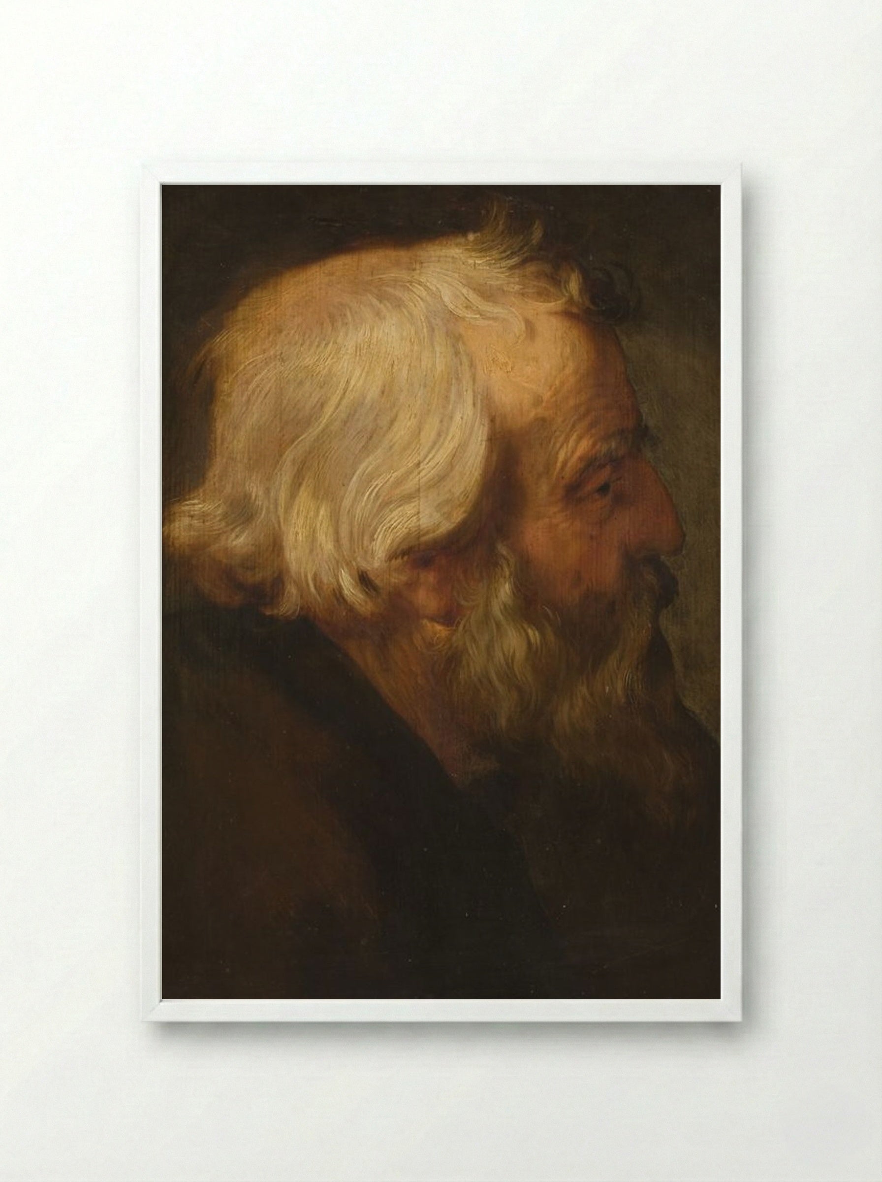 Head of Saint Peter - Peter Paul Rubens - Framed Print White