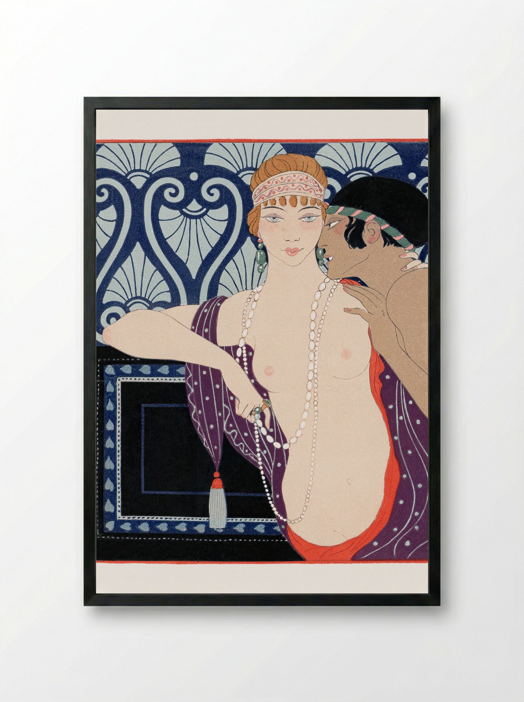 Les Trois Beautés de Mnasidika - George Barbier - Framed Print Black