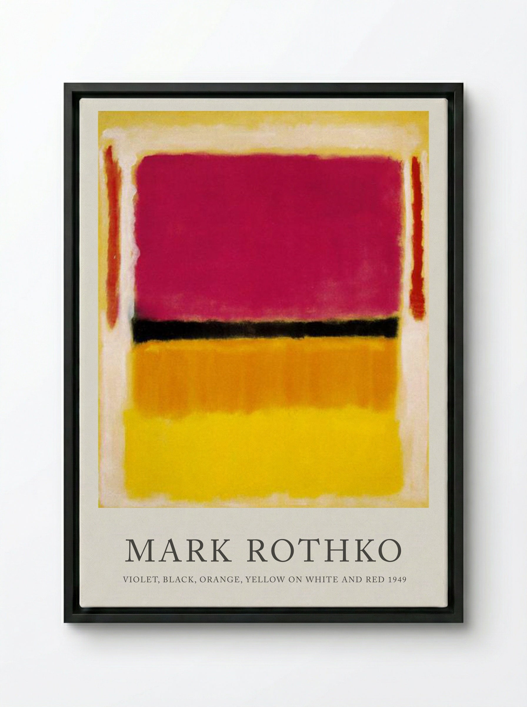 Violet, Black, Orange, Yellow on White and Red - Mark Rothko - Framed Canvas Black