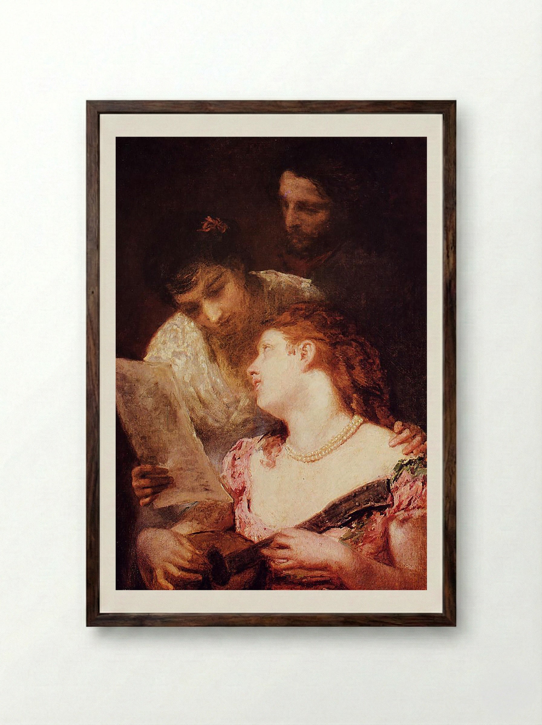 A Musical Party - Ford Madox Brown - Framed Print Dark Wood