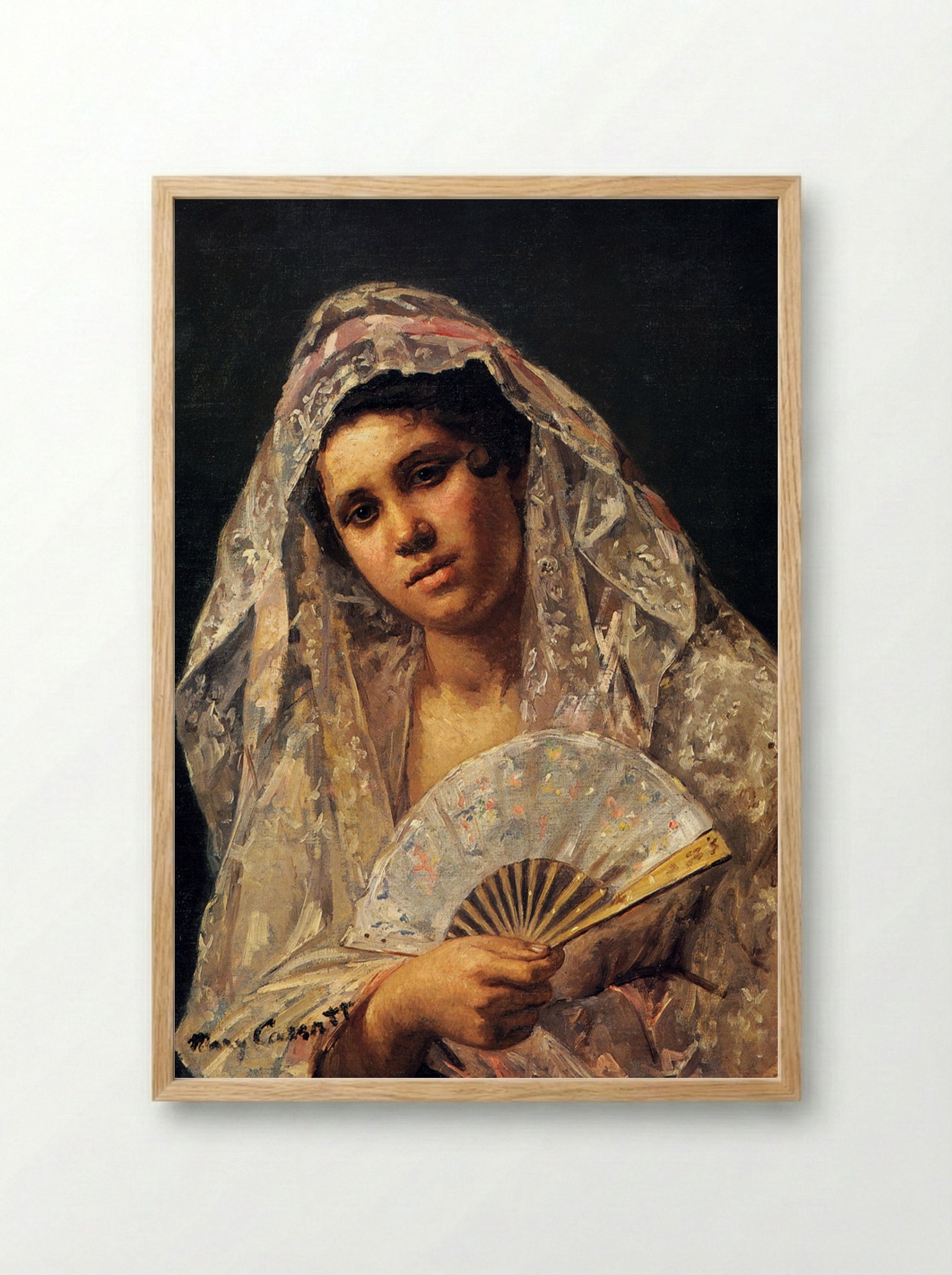 Spanish Dancer Wearing a Lace Mantilla - Mary Cassatt - Framed Print Wood
